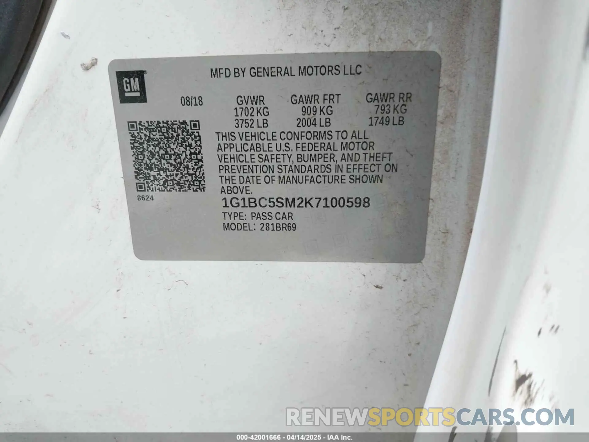 9 fotografías del automóvil dañado 1G1BC5SM2K7100598 CHEVROLET CRUZE 2019
