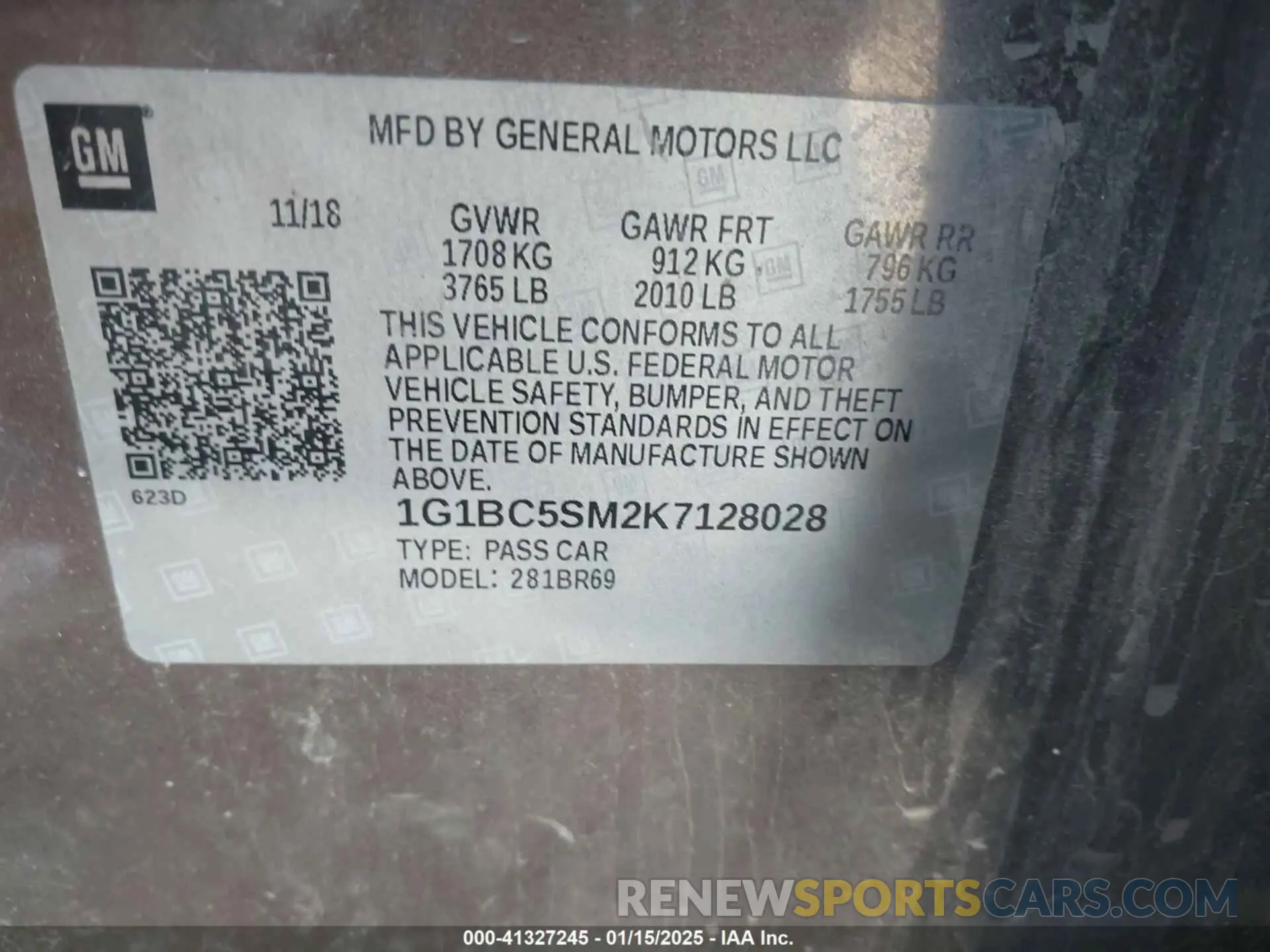 9 fotografías del automóvil dañado 1G1BC5SM2K7128028 CHEVROLET CRUZE 2019