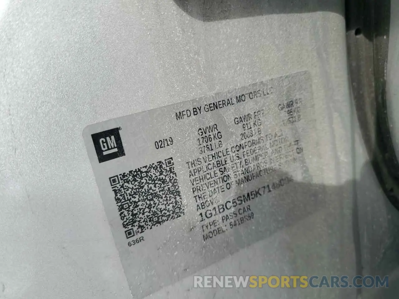 12 fotografías del automóvil dañado 1G1BC5SM5K7148094 CHEVROLET CRUZE 2019