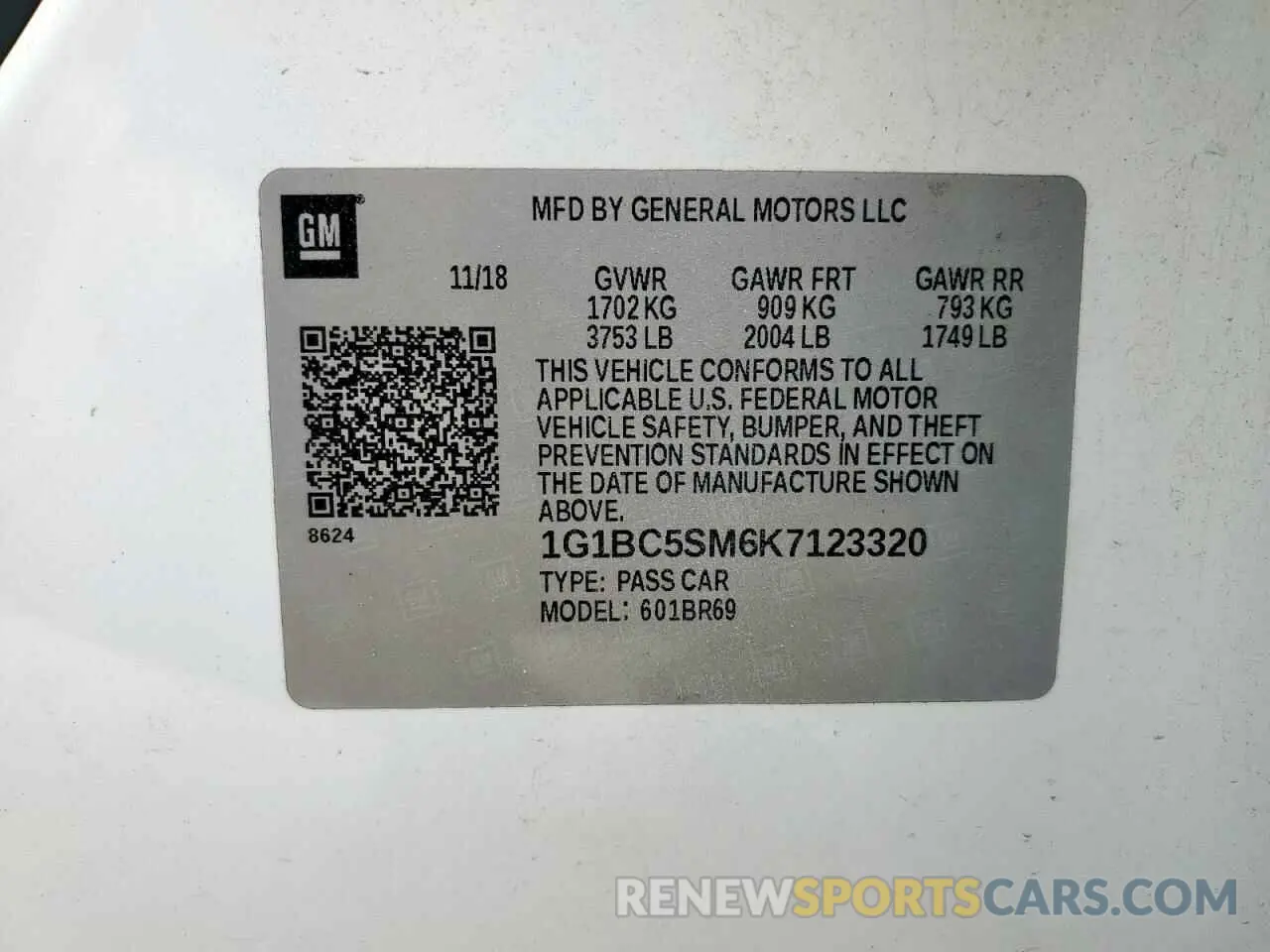 13 fotografías del automóvil dañado 1G1BC5SM6K7123320 CHEVROLET CRUZE 2019