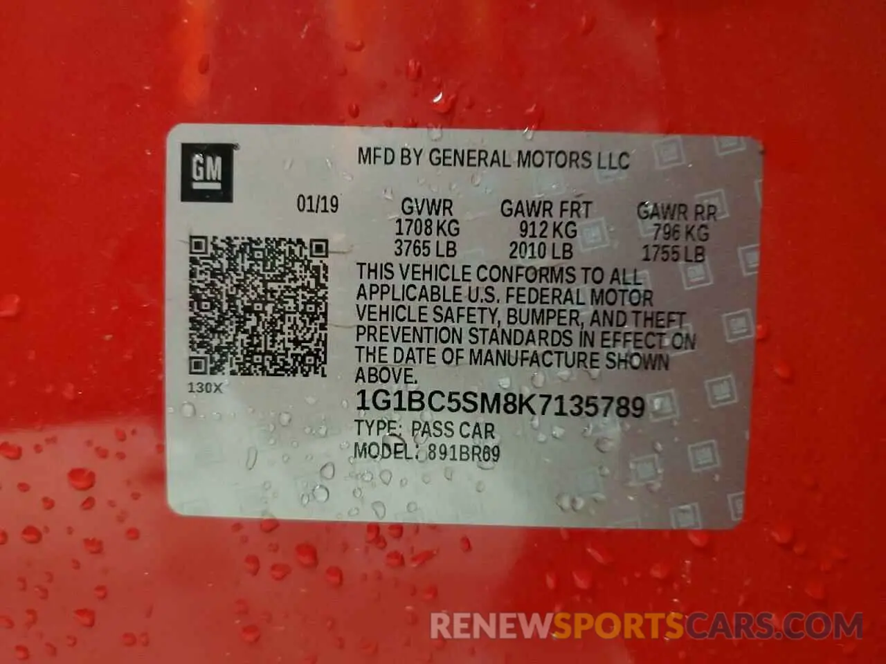 12 fotografías del automóvil dañado 1G1BC5SM8K7135789 CHEVROLET CRUZE 2019
