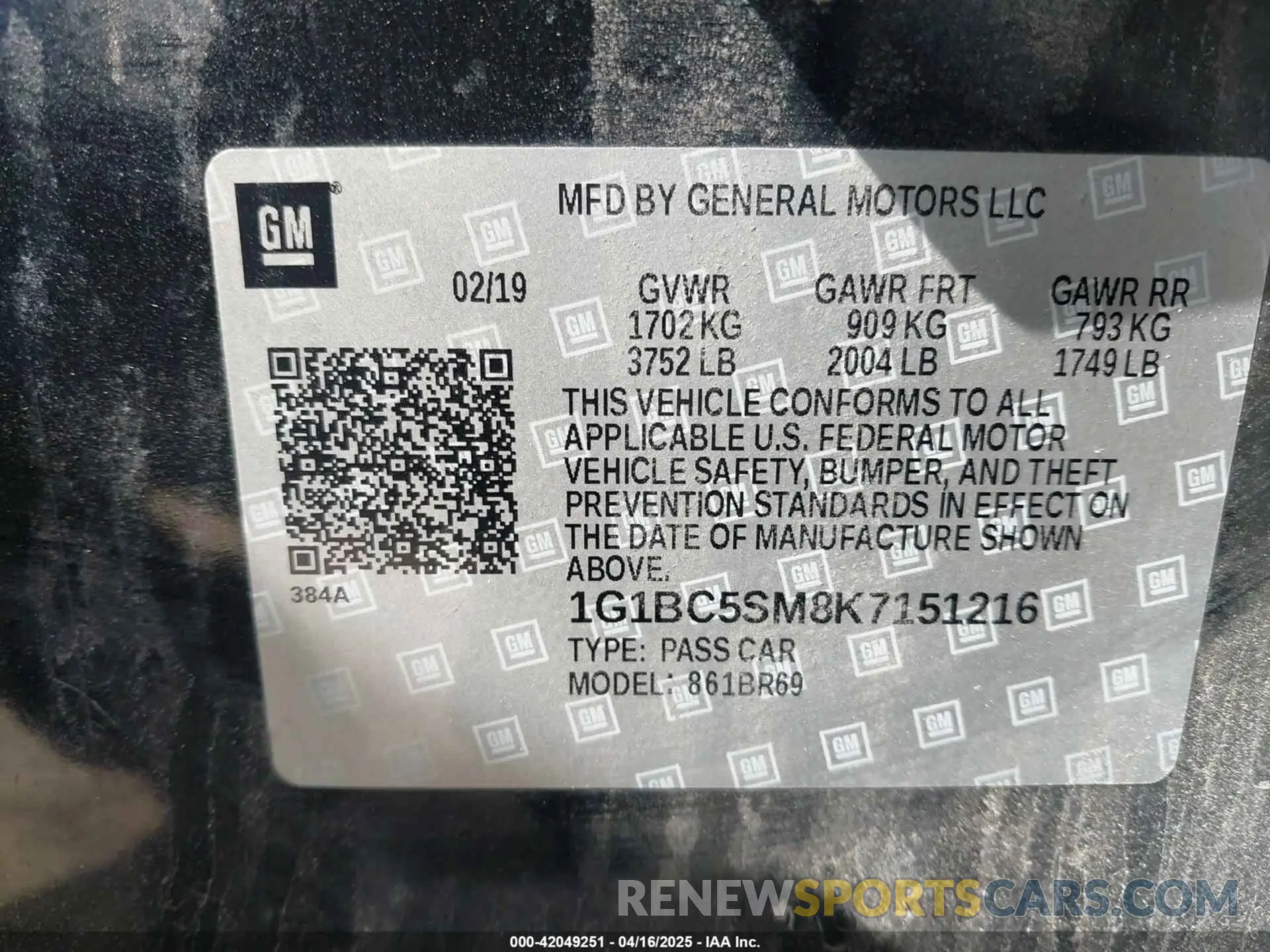 9 fotografías del automóvil dañado 1G1BC5SM8K7151216 CHEVROLET CRUZE 2019