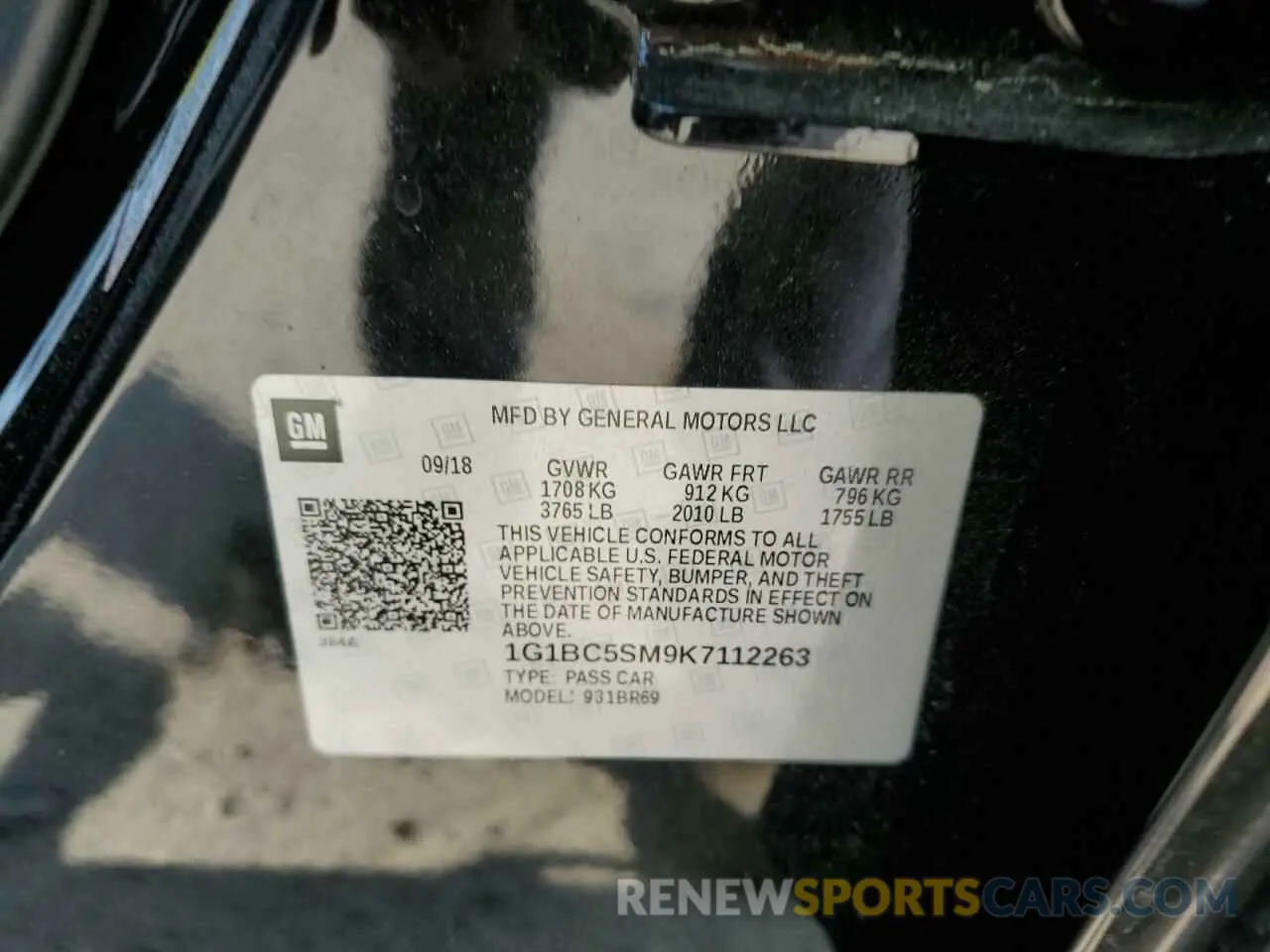 12 fotografías del automóvil dañado 1G1BC5SM9K7112263 CHEVROLET CRUZE 2019