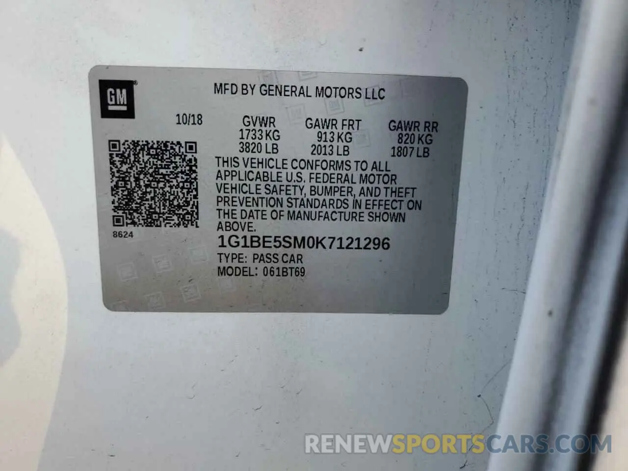 14 fotografías del automóvil dañado 1G1BE5SM0K7121296 CHEVROLET CRUZE 2019