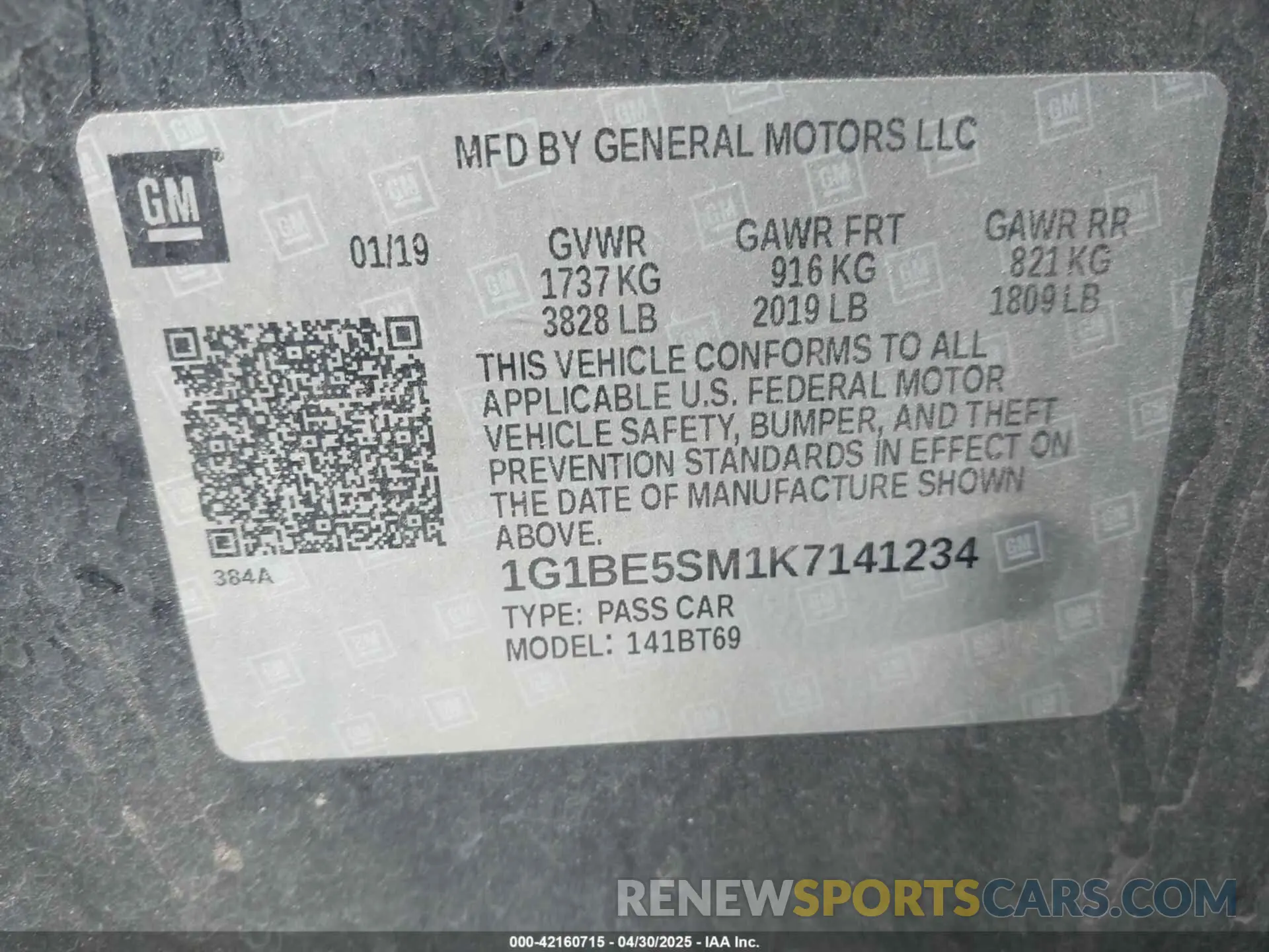 9 fotografías del automóvil dañado 1G1BE5SM1K7141234 CHEVROLET CRUZE 2019