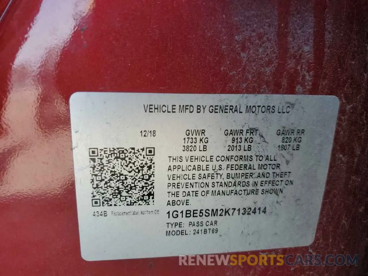 12 fotografías del automóvil dañado 1G1BE5SM2K7132414 CHEVROLET CRUZE 2019