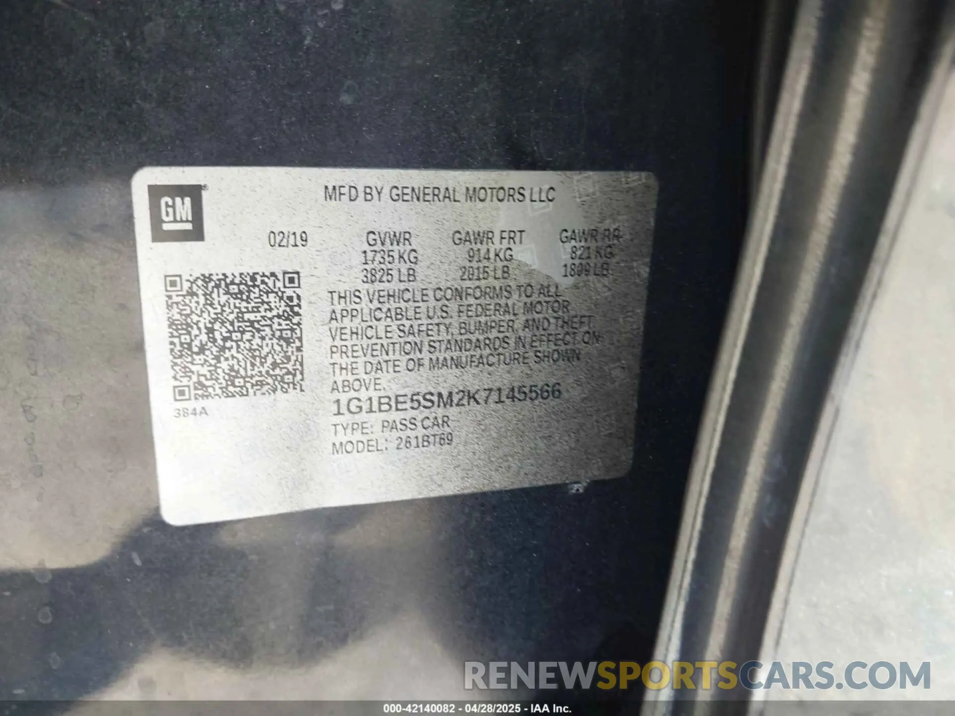 9 fotografías del automóvil dañado 1G1BE5SM2K7145566 CHEVROLET CRUZE 2019