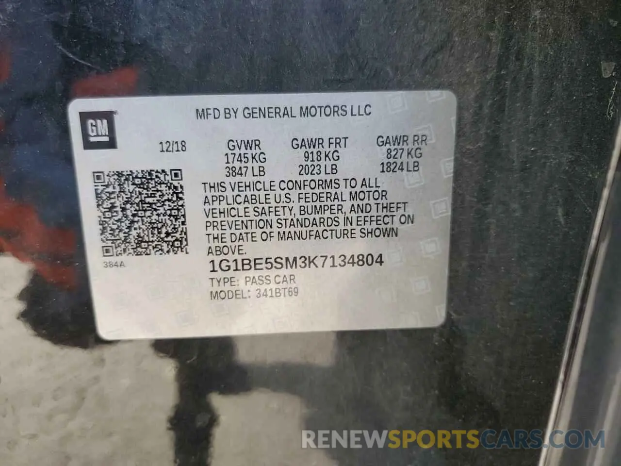 14 fotografías del automóvil dañado 1G1BE5SM3K7134804 CHEVROLET CRUZE 2019