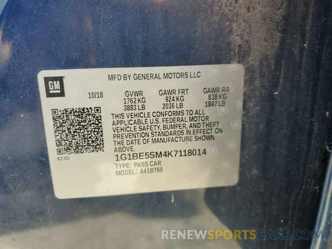 13 fotografías del automóvil dañado 1G1BE5SM4K7118014 CHEVROLET CRUZE 2019
