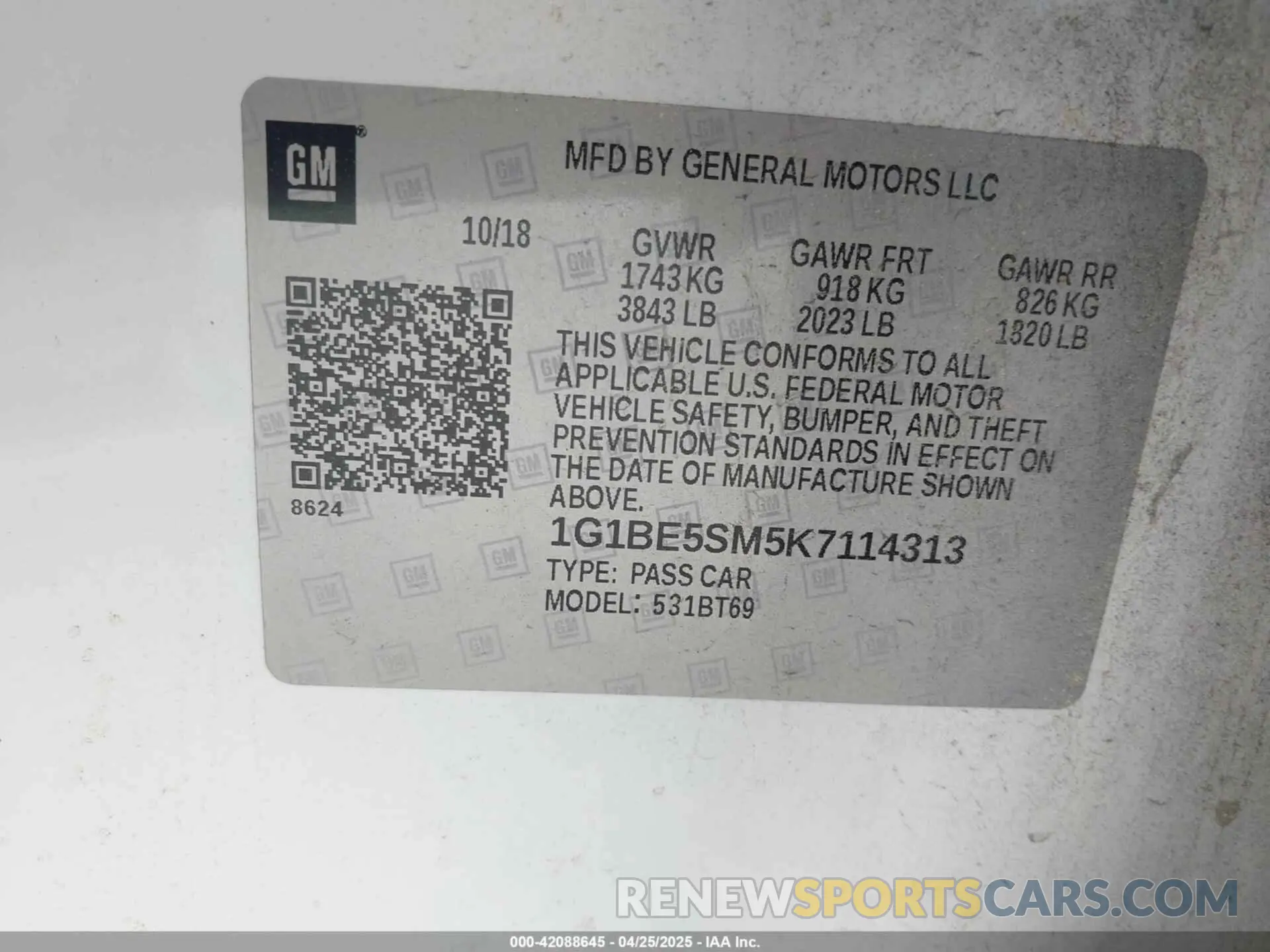 9 fotografías del automóvil dañado 1G1BE5SM5K7114313 CHEVROLET CRUZE 2019