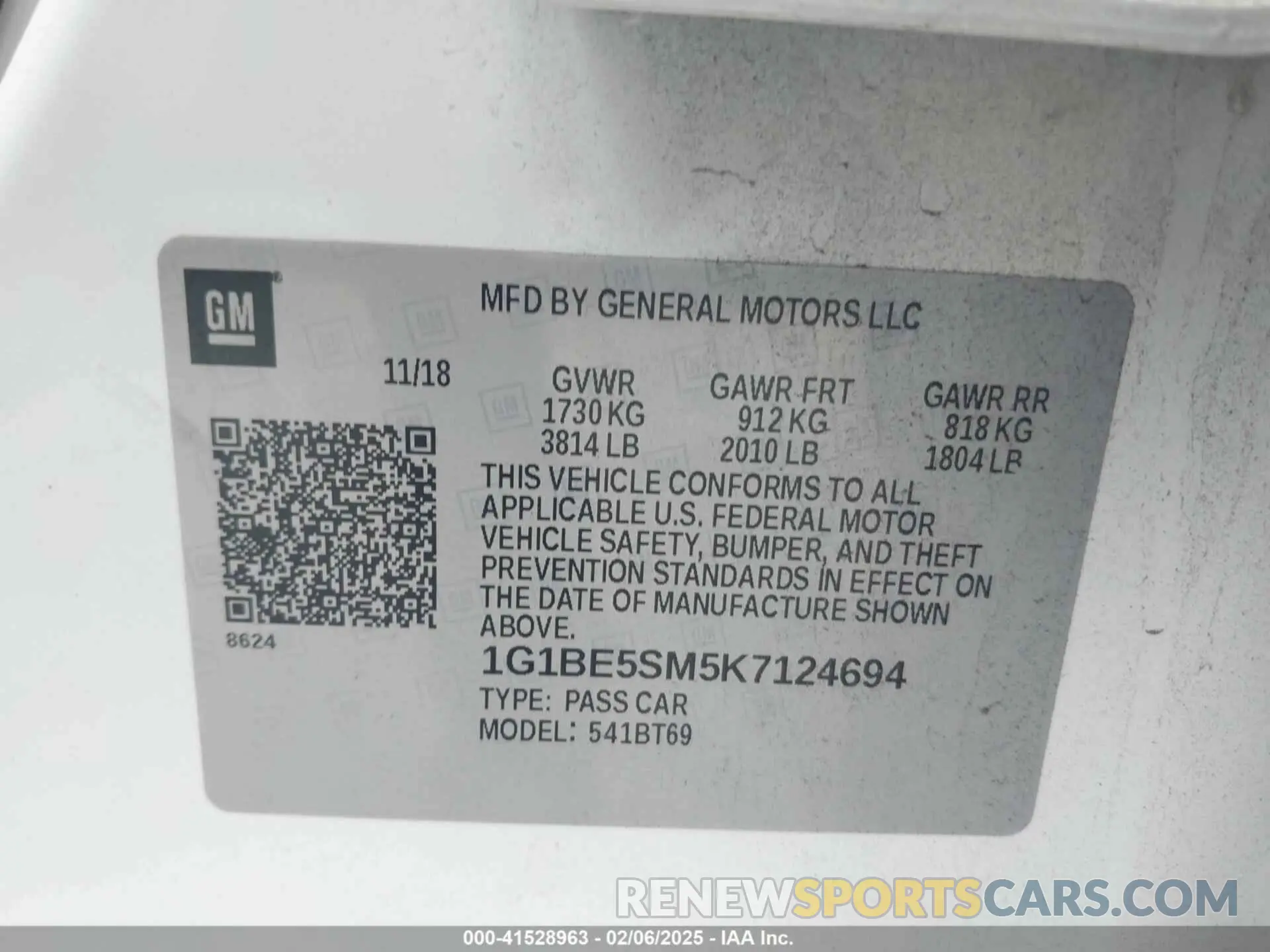 9 fotografías del automóvil dañado 1G1BE5SM5K7124694 CHEVROLET CRUZE 2019