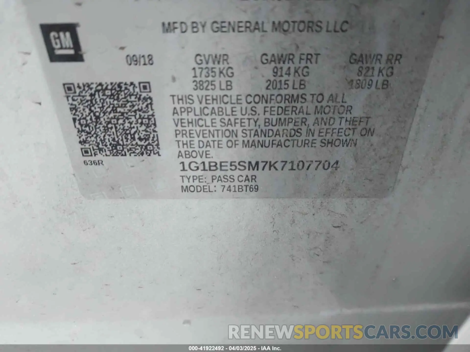 9 fotografías del automóvil dañado 1G1BE5SM7K7107704 CHEVROLET CRUZE 2019