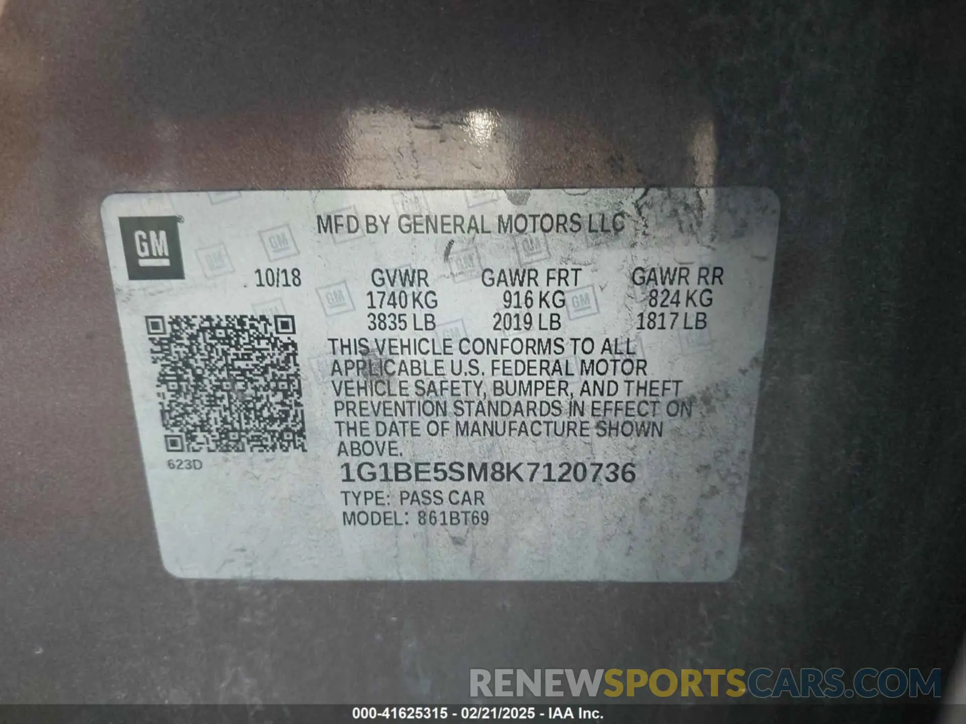 9 fotografías del automóvil dañado 1G1BE5SM8K7120736 CHEVROLET CRUZE 2019
