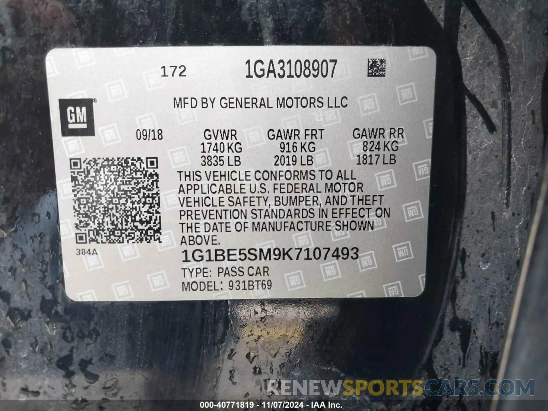 9 fotografías del automóvil dañado 1G1BE5SM9K7107493 CHEVROLET CRUZE 2019