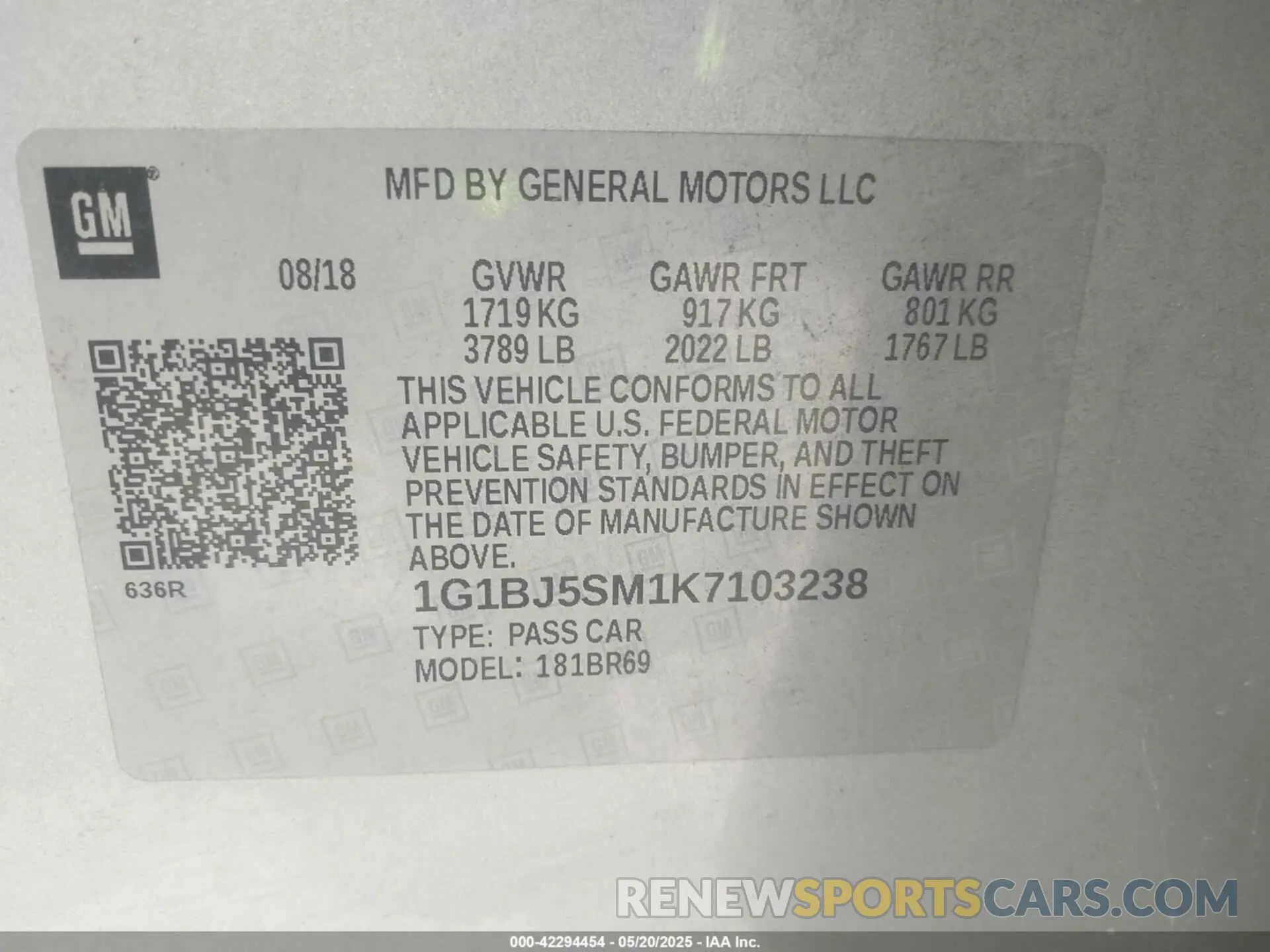 9 fotografías del automóvil dañado 1G1BJ5SM1K7103238 CHEVROLET CRUZE 2019