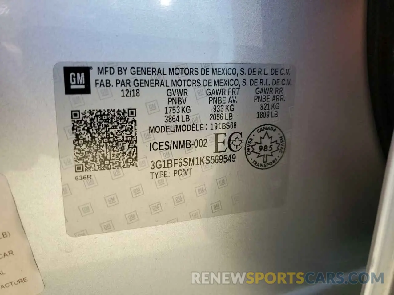 13 fotografías del automóvil dañado 3G1BF6SM1KS569549 CHEVROLET CRUZE 2019