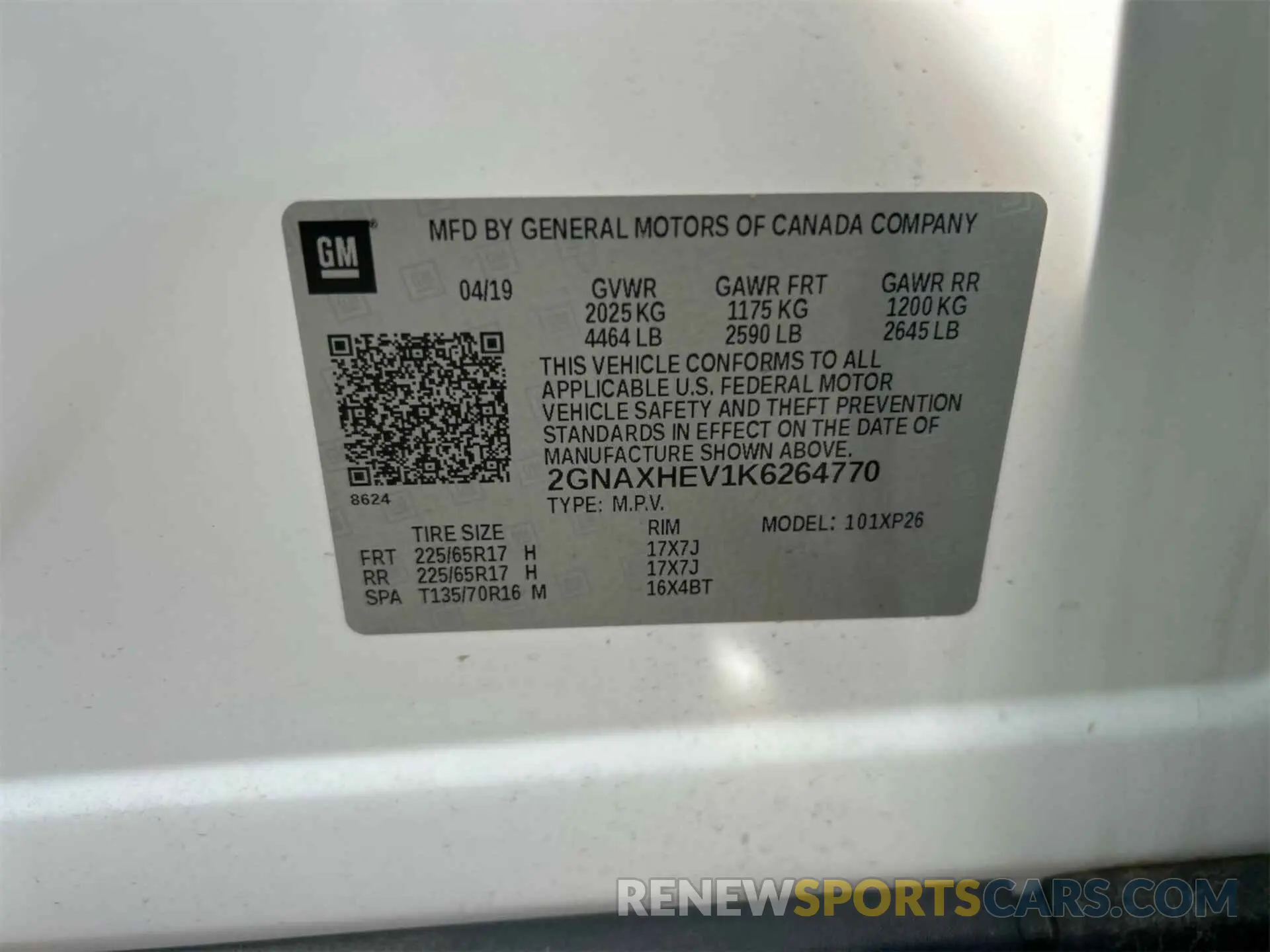 18 fotografías del automóvil dañado 2GNAXHEV1K6264770 CHEVROLET EQUINOX 2019