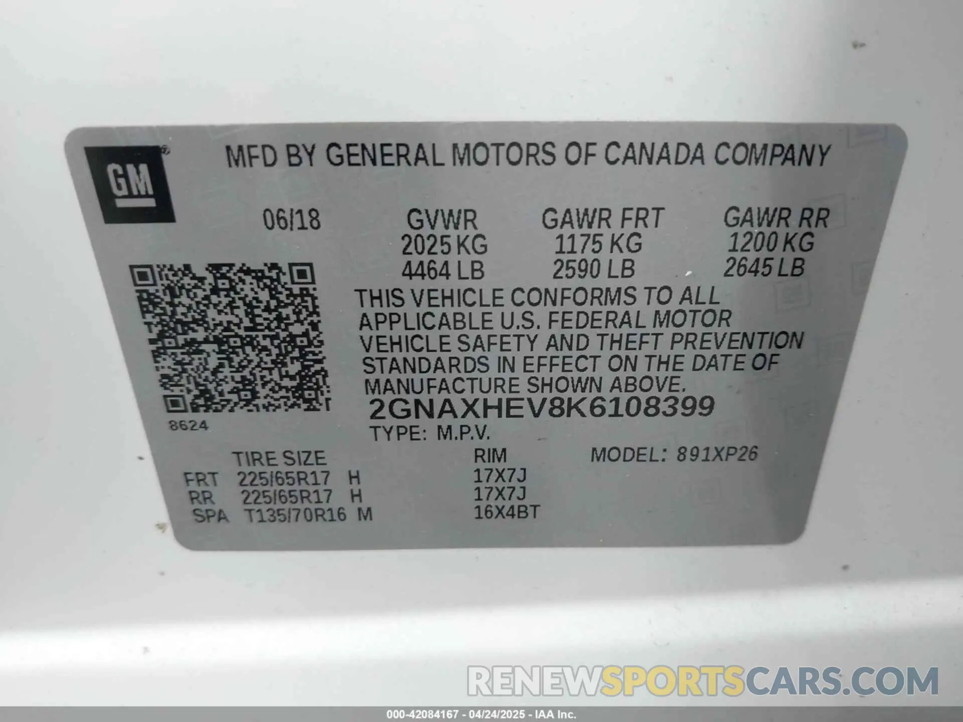 9 fotografías del automóvil dañado 2GNAXHEV8K6108399 CHEVROLET EQUINOX 2019