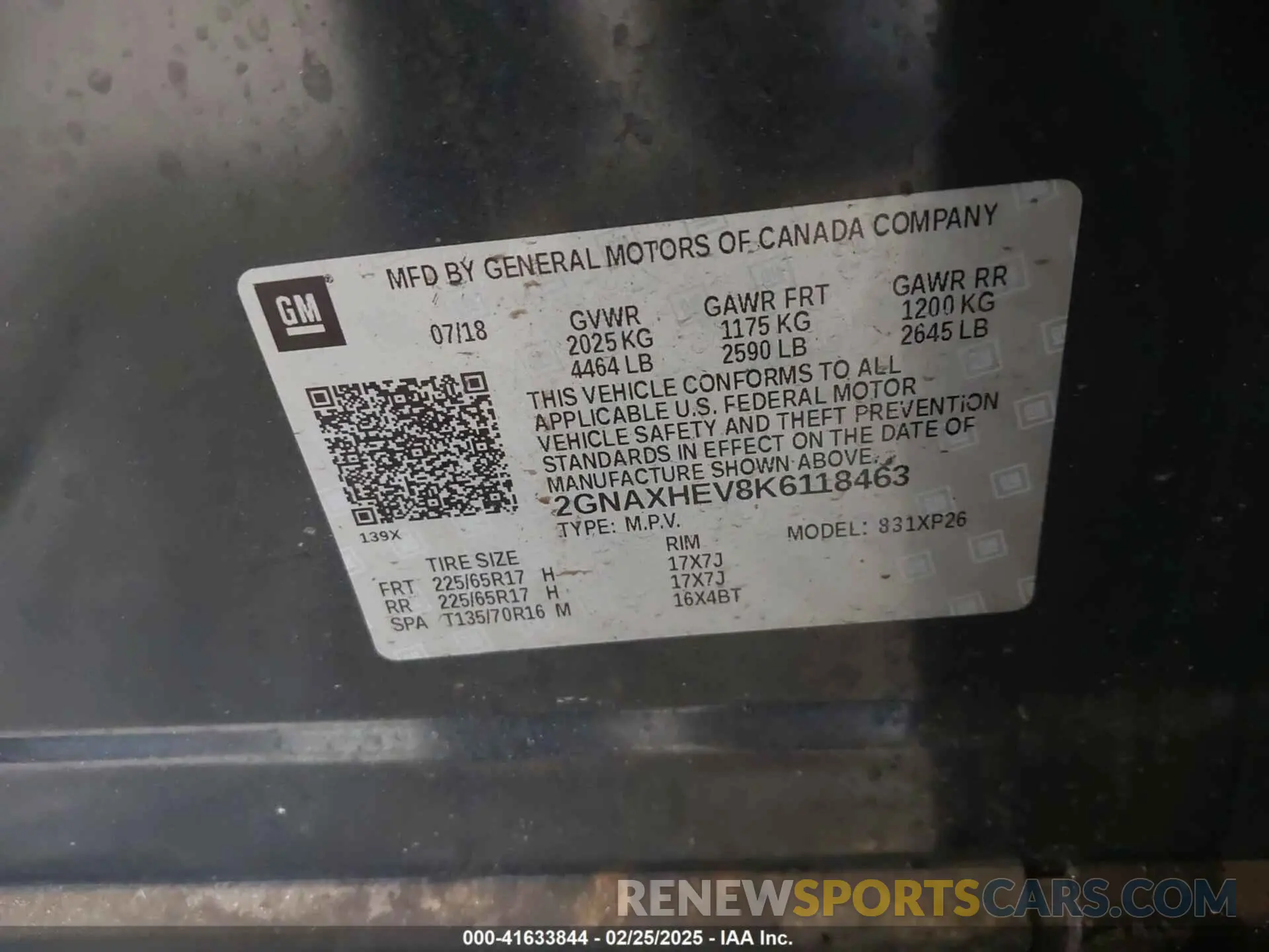 9 fotografías del automóvil dañado 2GNAXHEV8K6118463 CHEVROLET EQUINOX 2019