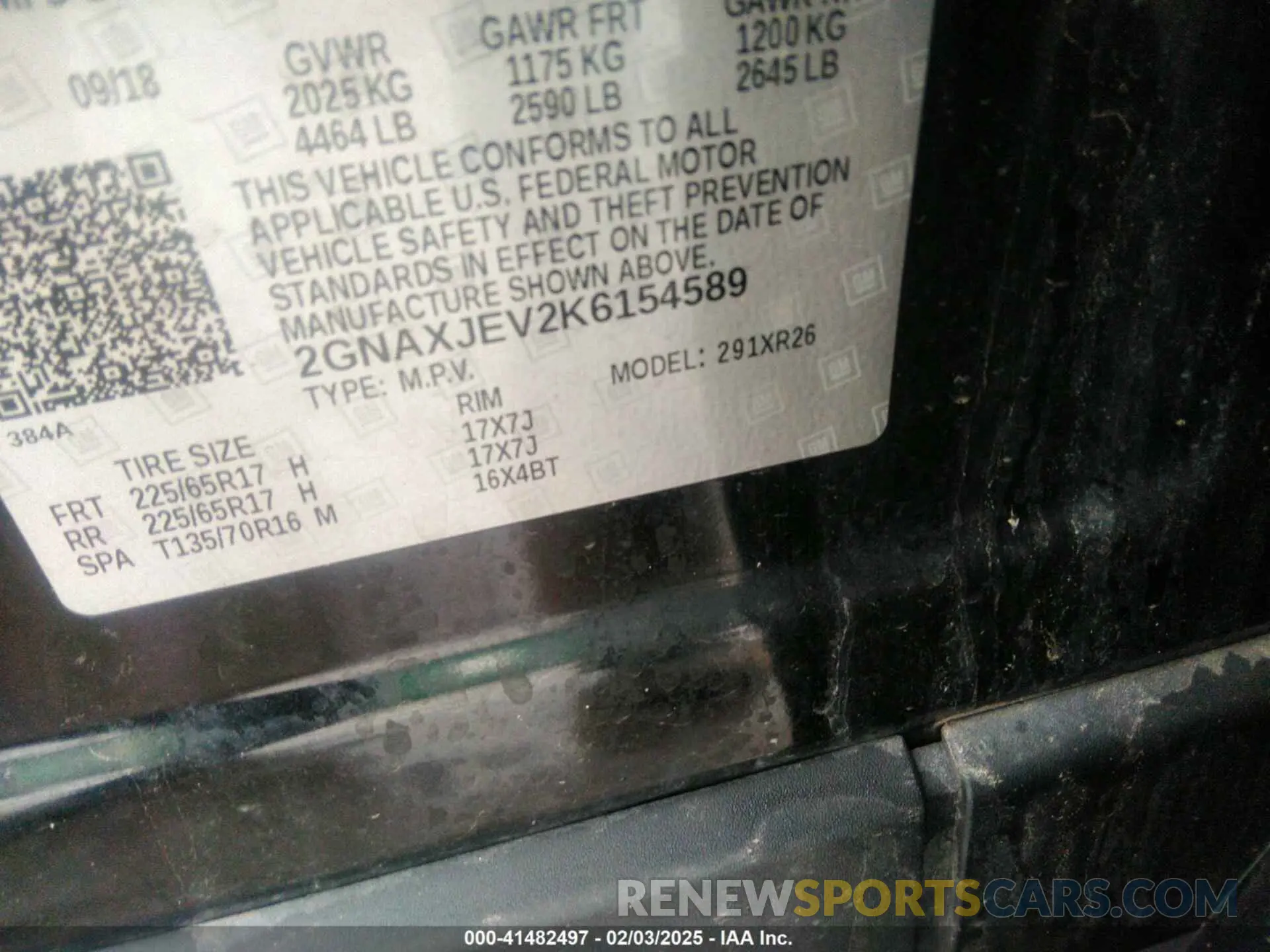 9 fotografías del automóvil dañado 2GNAXJEV2K6154589 CHEVROLET EQUINOX 2019