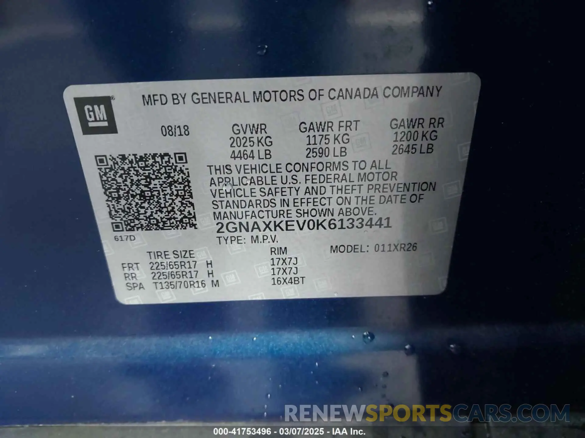 9 fotografías del automóvil dañado 2GNAXKEV0K6133441 CHEVROLET EQUINOX 2019