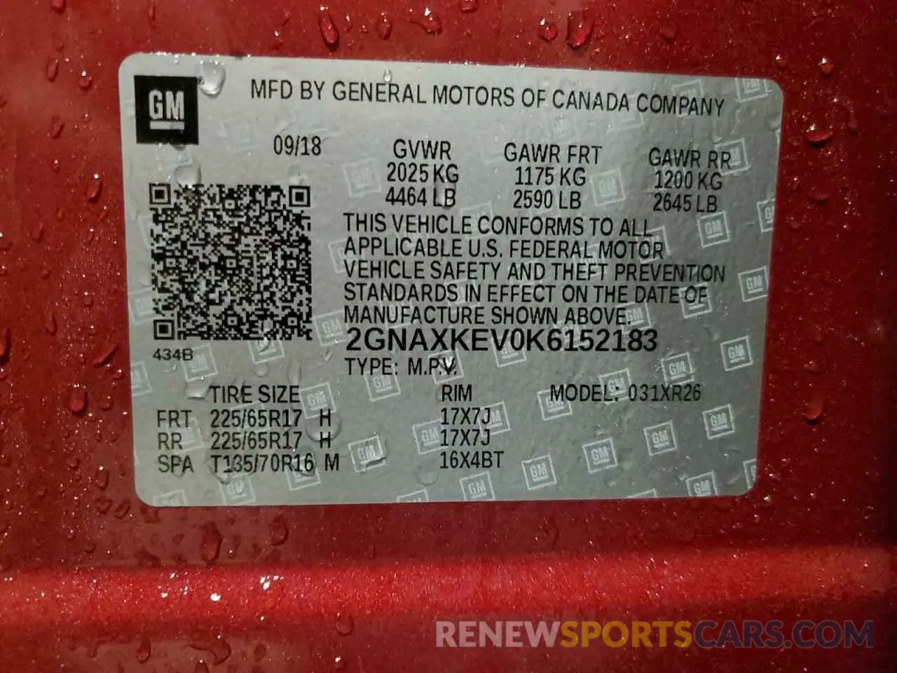 13 fotografías del automóvil dañado 2GNAXKEV0K6152183 CHEVROLET EQUINOX 2019