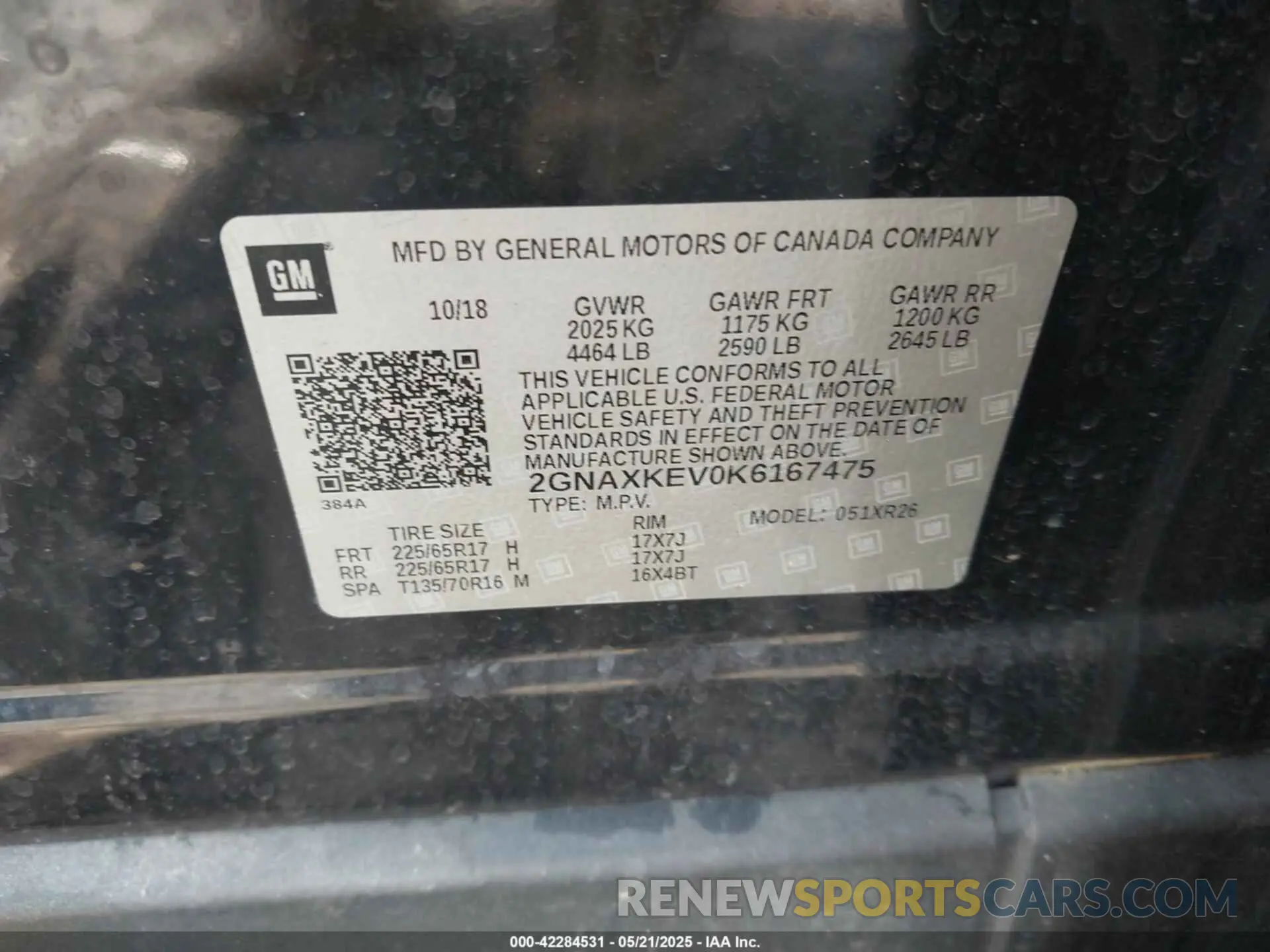 9 fotografías del automóvil dañado 2GNAXKEV0K6167475 CHEVROLET EQUINOX 2019