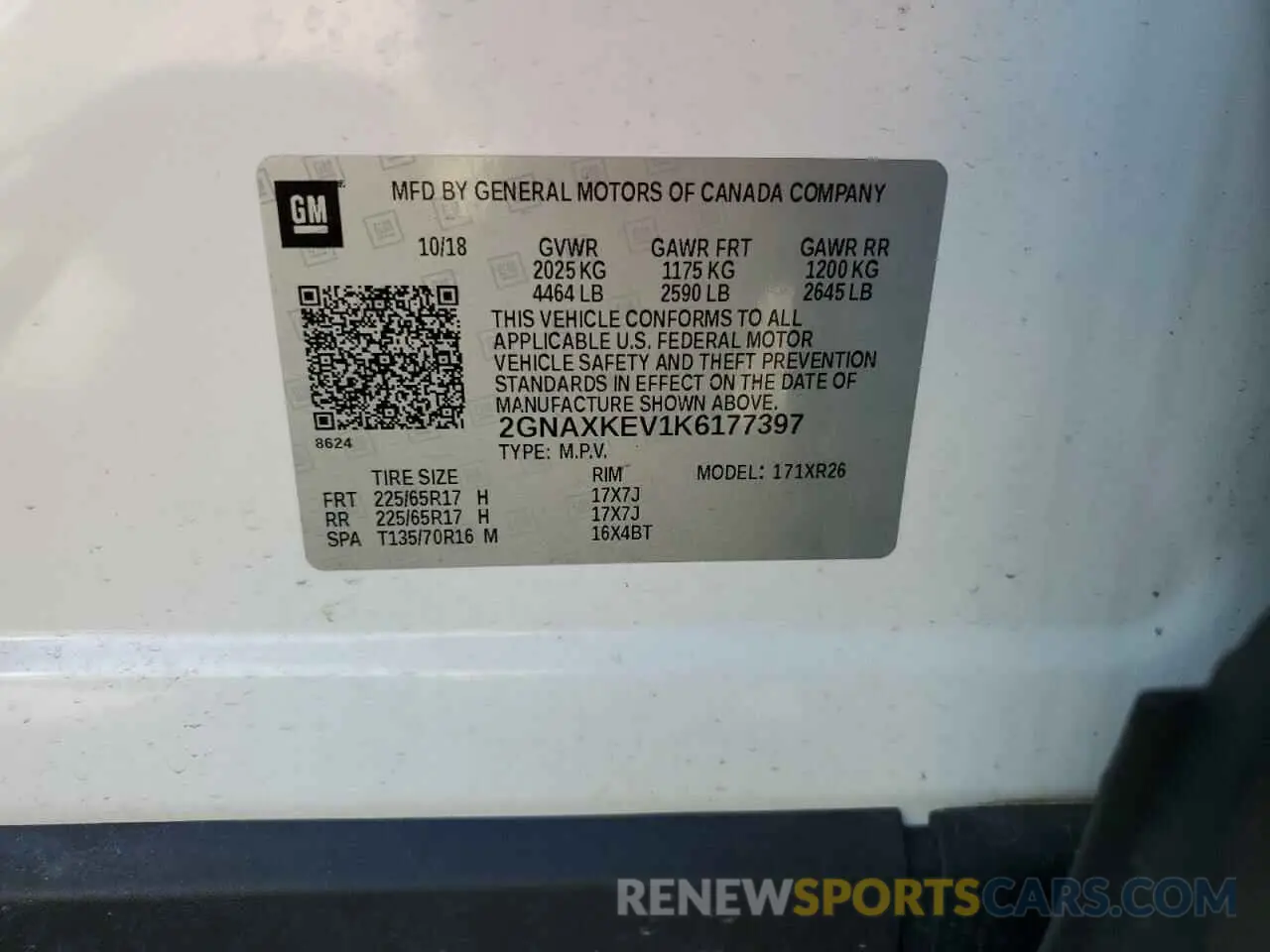 13 fotografías del automóvil dañado 2GNAXKEV1K6177397 CHEVROLET EQUINOX 2019