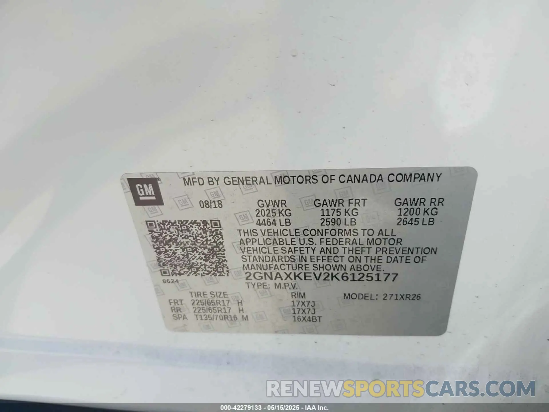9 fotografías del automóvil dañado 2GNAXKEV2K6125177 CHEVROLET EQUINOX 2019
