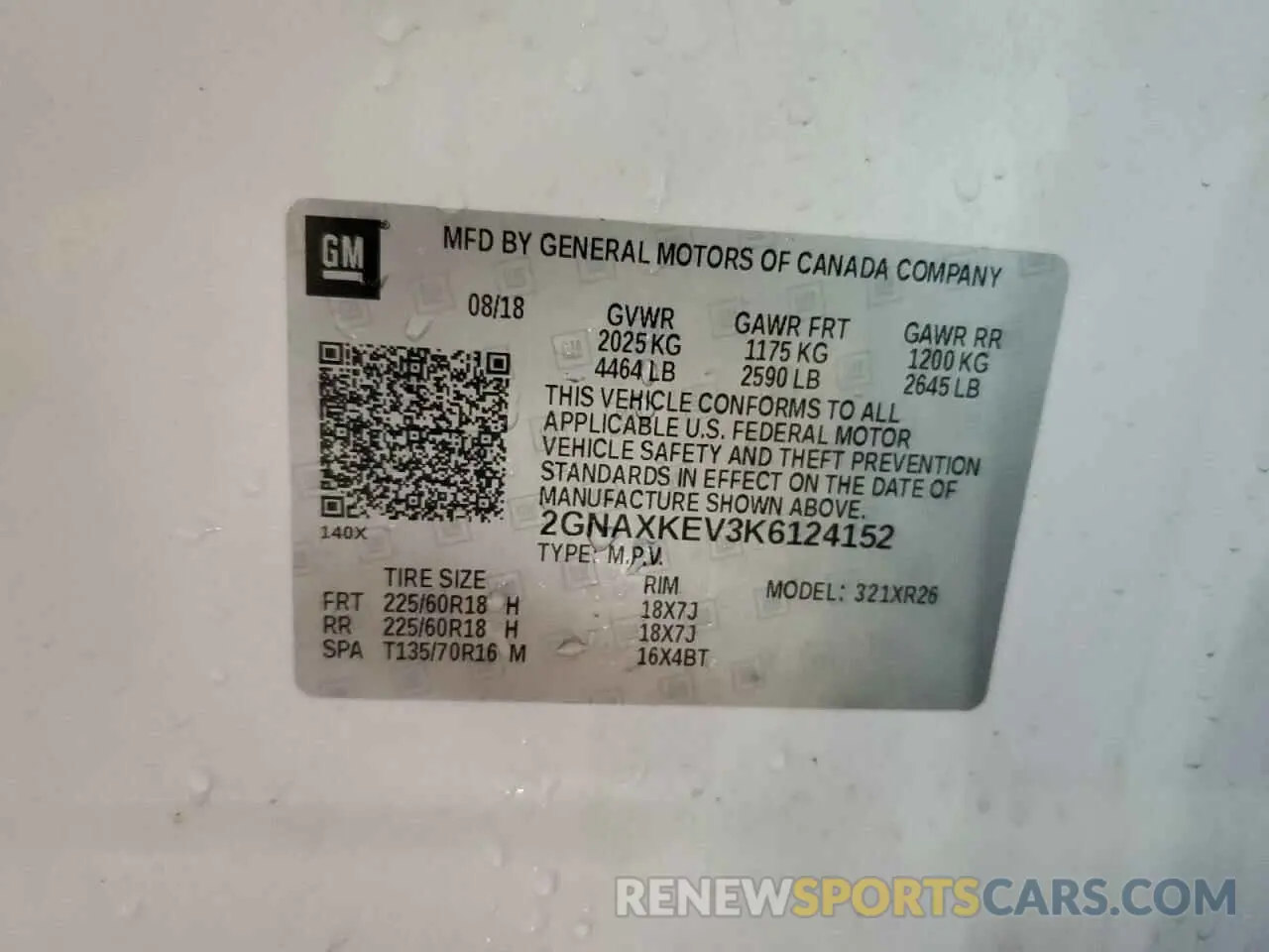 14 fotografías del automóvil dañado 2GNAXKEV3K6124152 CHEVROLET EQUINOX 2019