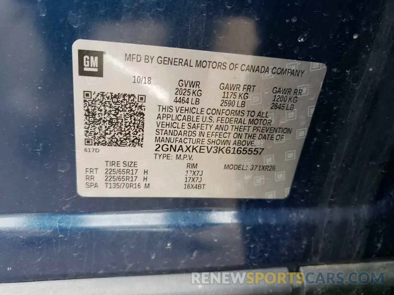13 fotografías del automóvil dañado 2GNAXKEV3K6165557 CHEVROLET EQUINOX 2019