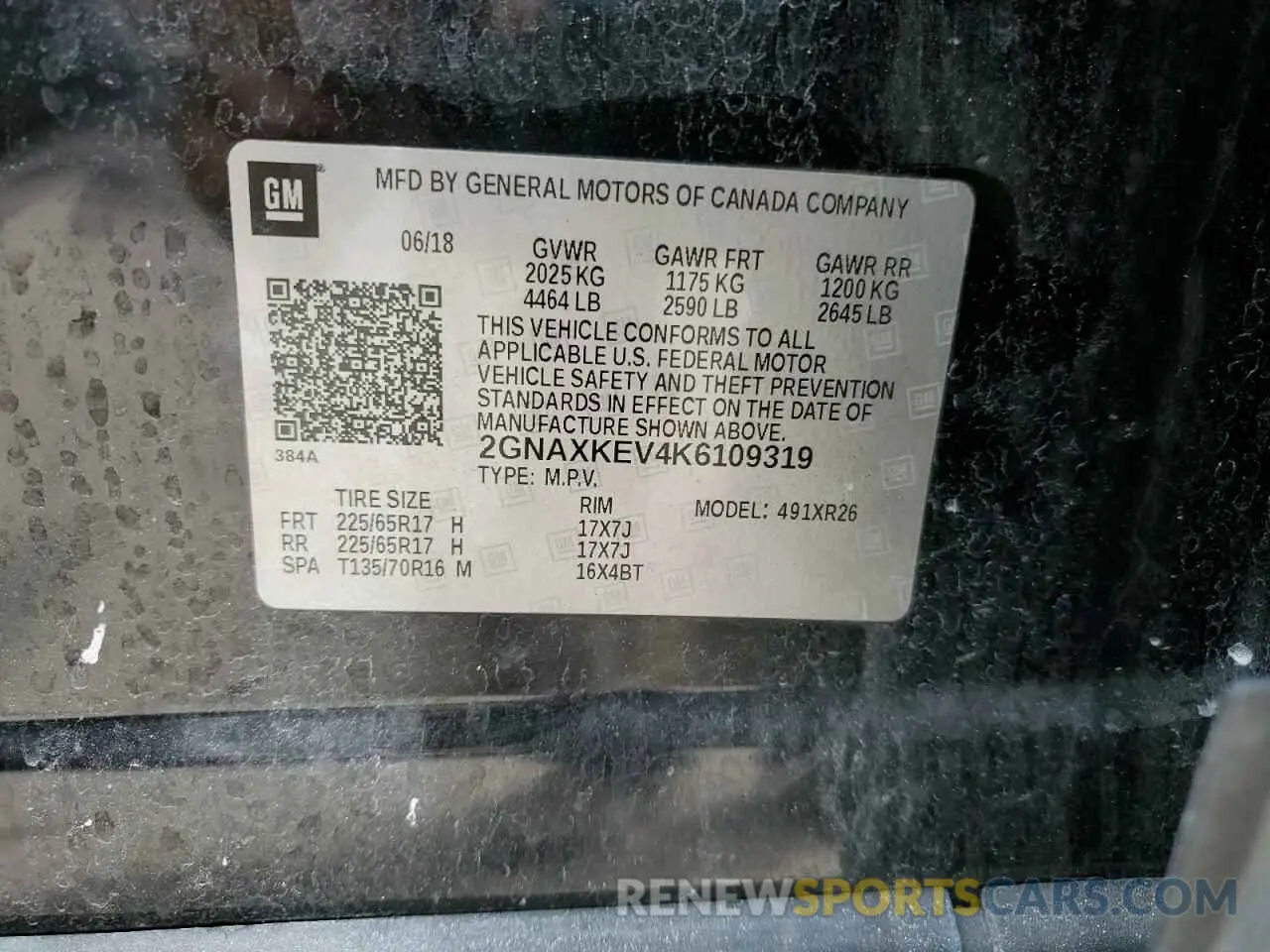 13 fotografías del automóvil dañado 2GNAXKEV4K6109319 CHEVROLET EQUINOX 2019