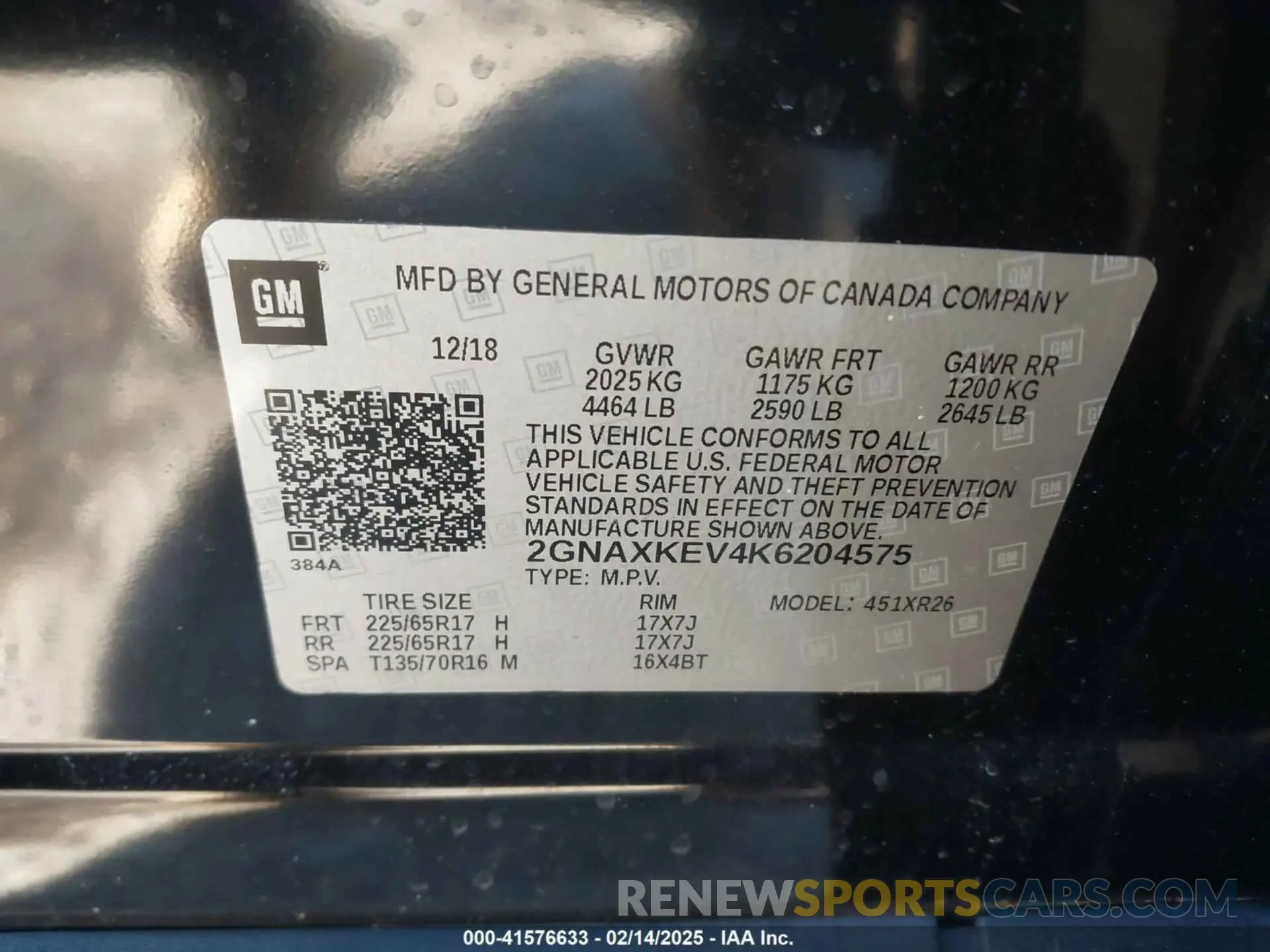 9 fotografías del automóvil dañado 2GNAXKEV4K6204575 CHEVROLET EQUINOX 2019