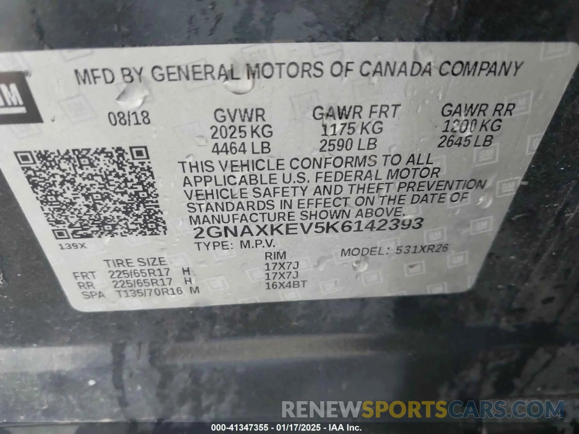 9 fotografías del automóvil dañado 2GNAXKEV5K6142393 CHEVROLET EQUINOX 2019