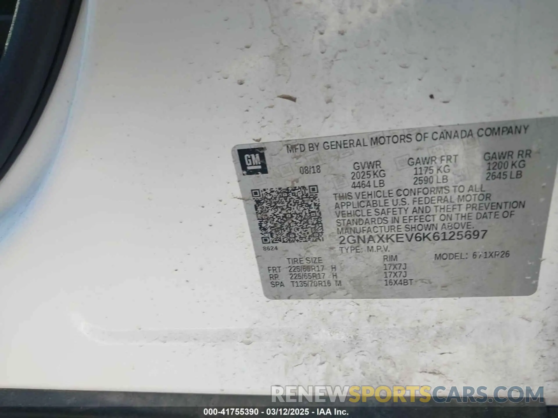 9 fotografías del automóvil dañado 2GNAXKEV6K6125697 CHEVROLET EQUINOX 2019
