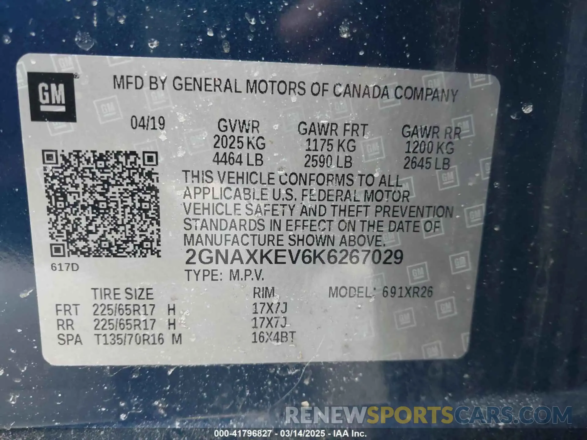 9 fotografías del automóvil dañado 2GNAXKEV6K6267029 CHEVROLET EQUINOX 2019
