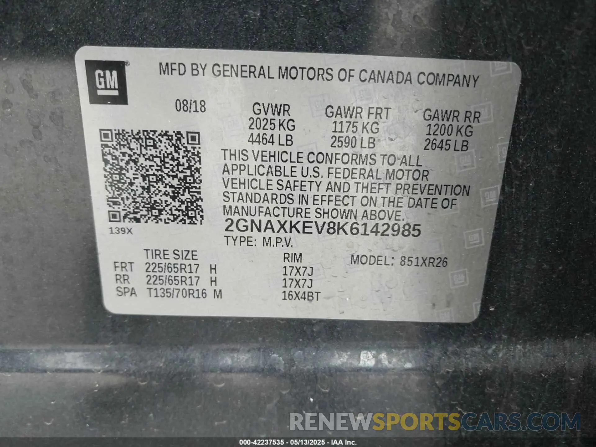 9 fotografías del automóvil dañado 2GNAXKEV8K6142985 CHEVROLET EQUINOX 2019
