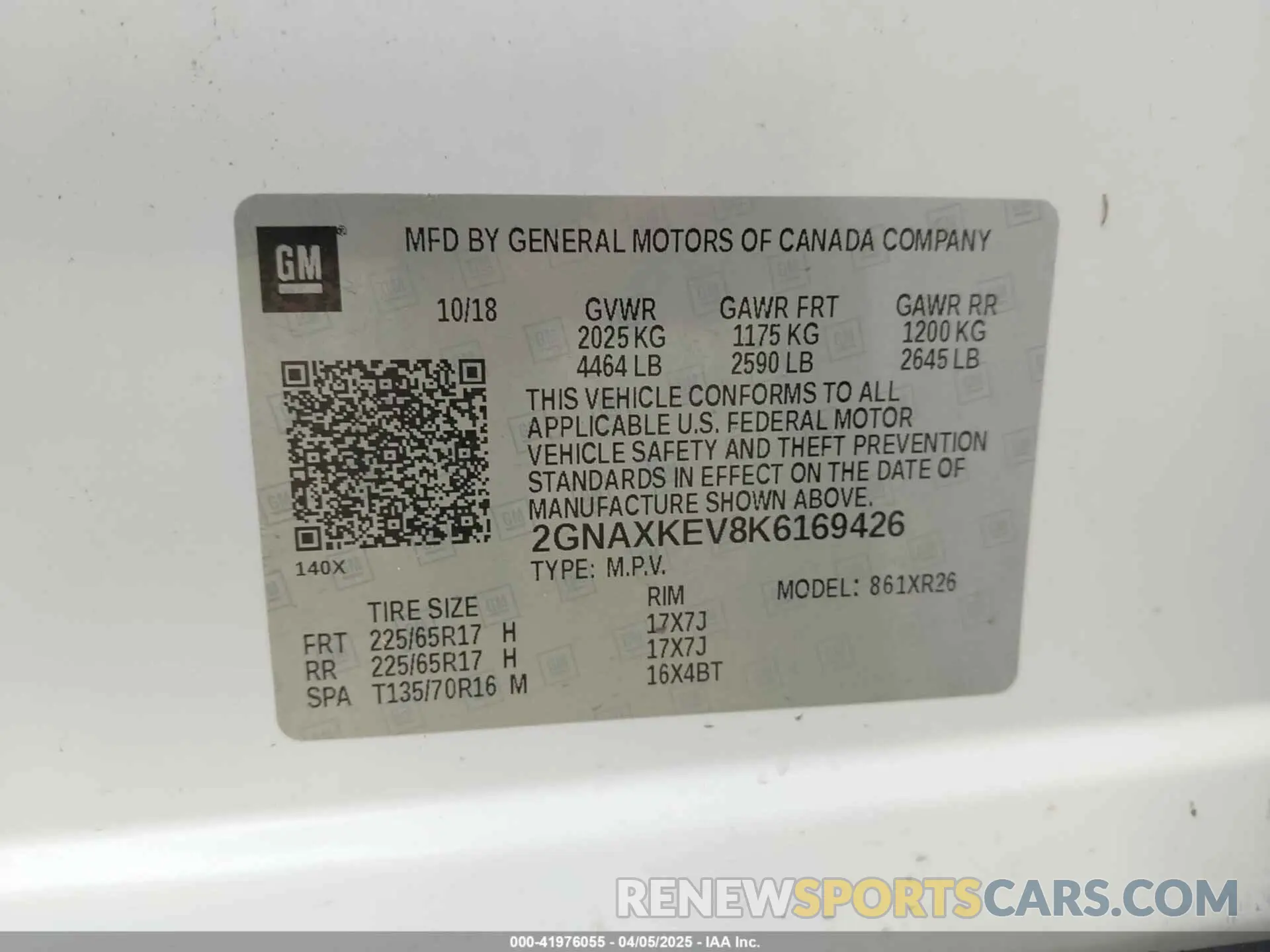 9 fotografías del automóvil dañado 2GNAXKEV8K6169426 CHEVROLET EQUINOX 2019