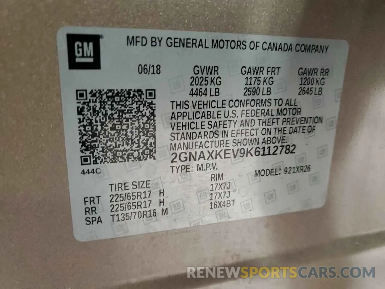 13 fotografías del automóvil dañado 2GNAXKEV9K6112782 CHEVROLET EQUINOX 2019