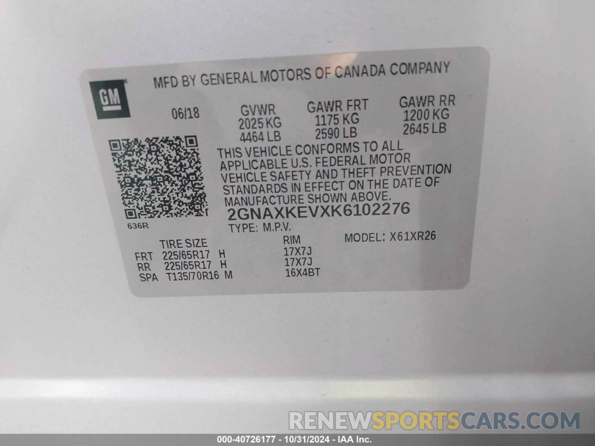 9 fotografías del automóvil dañado 2GNAXKEVXK6102276 CHEVROLET EQUINOX 2019