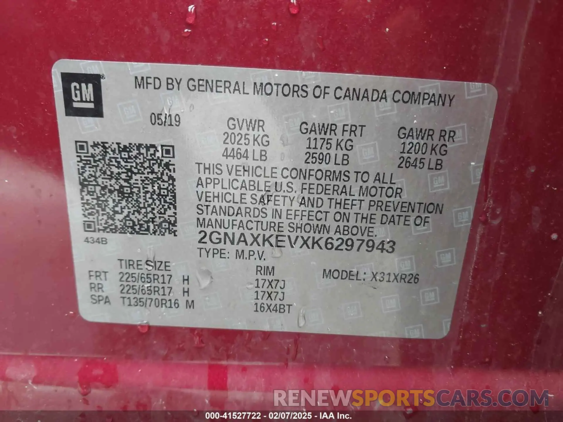9 fotografías del automóvil dañado 2GNAXKEVXK6297943 CHEVROLET EQUINOX 2019