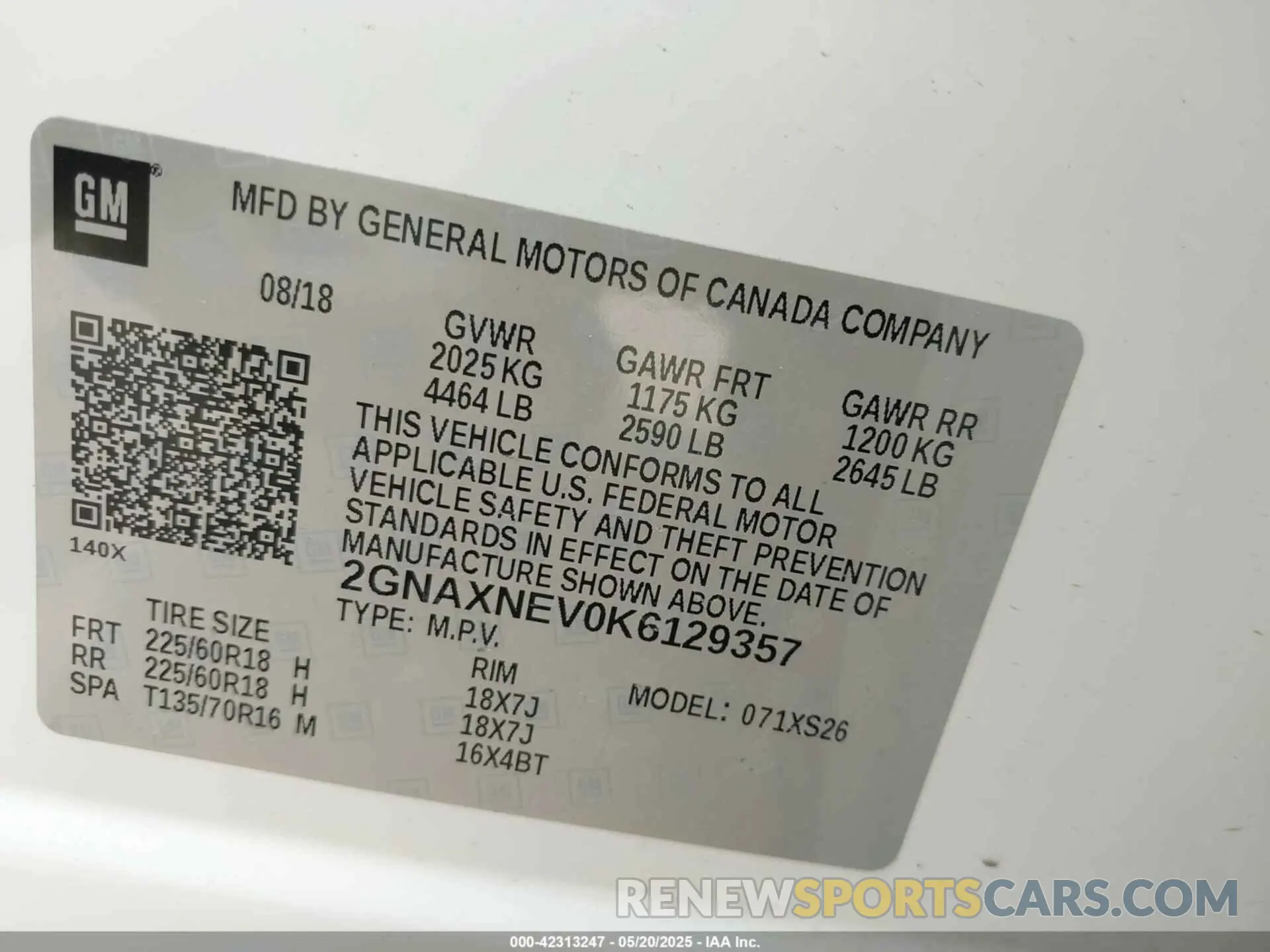 9 fotografías del automóvil dañado 2GNAXNEV0K6129357 CHEVROLET EQUINOX 2019