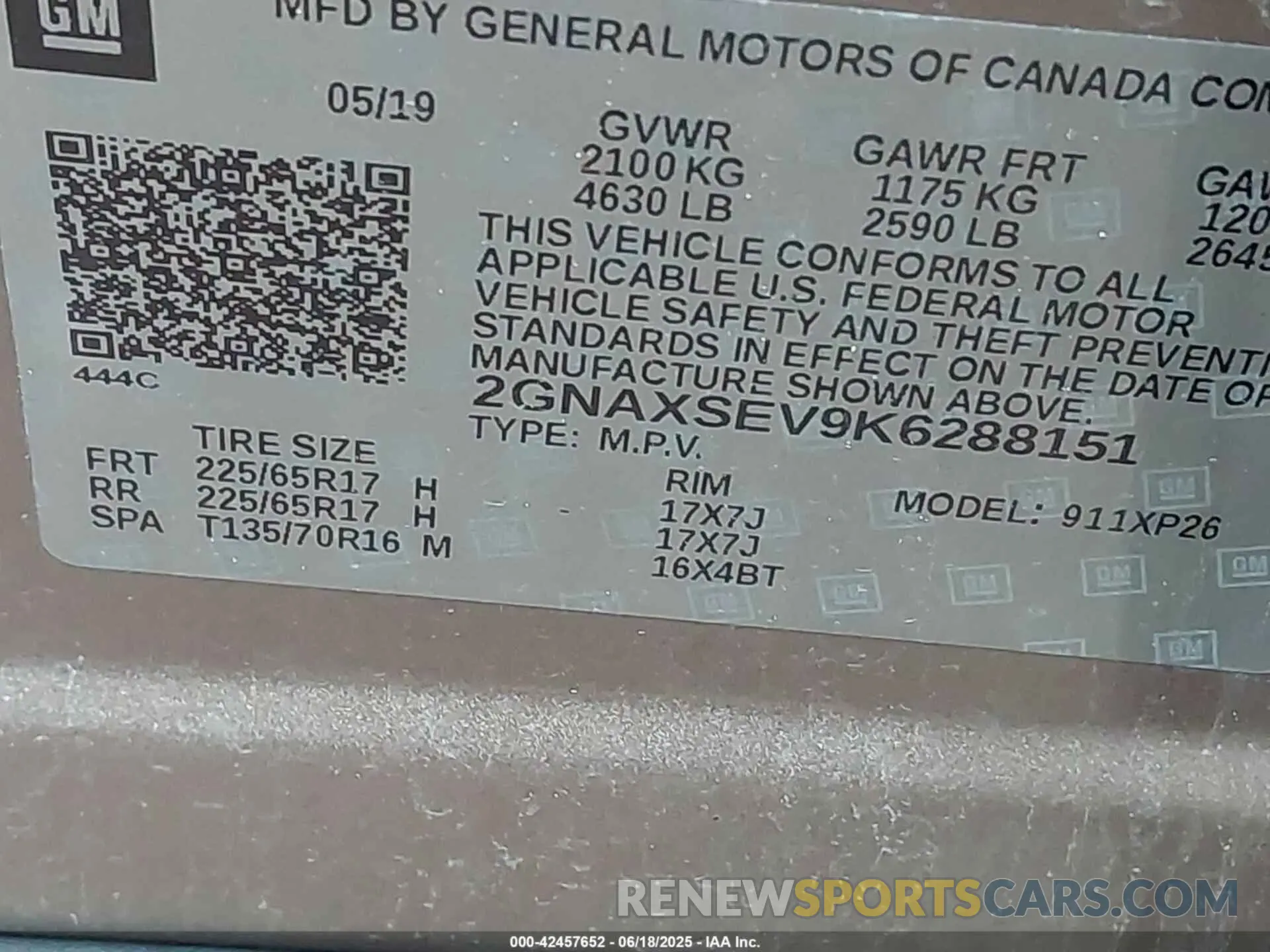 9 fotografías del automóvil dañado 2GNAXSEV9K6288151 CHEVROLET EQUINOX 2019