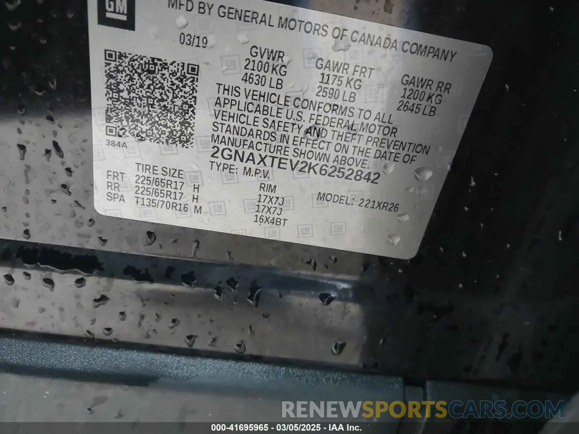 9 fotografías del automóvil dañado 2GNAXTEV2K6252842 CHEVROLET EQUINOX 2019