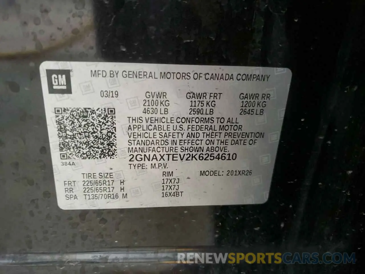 13 fotografías del automóvil dañado 2GNAXTEV2K6254610 CHEVROLET EQUINOX 2019