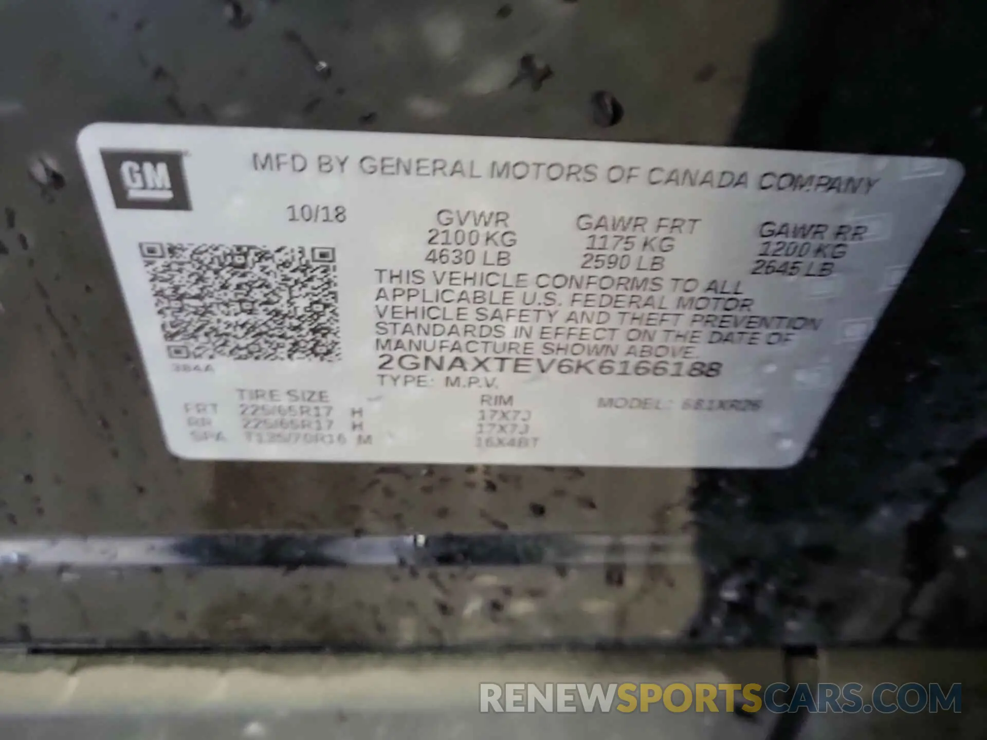 2 fotografías del automóvil dañado 2GNAXTEV6K6166188 CHEVROLET EQUINOX 2019