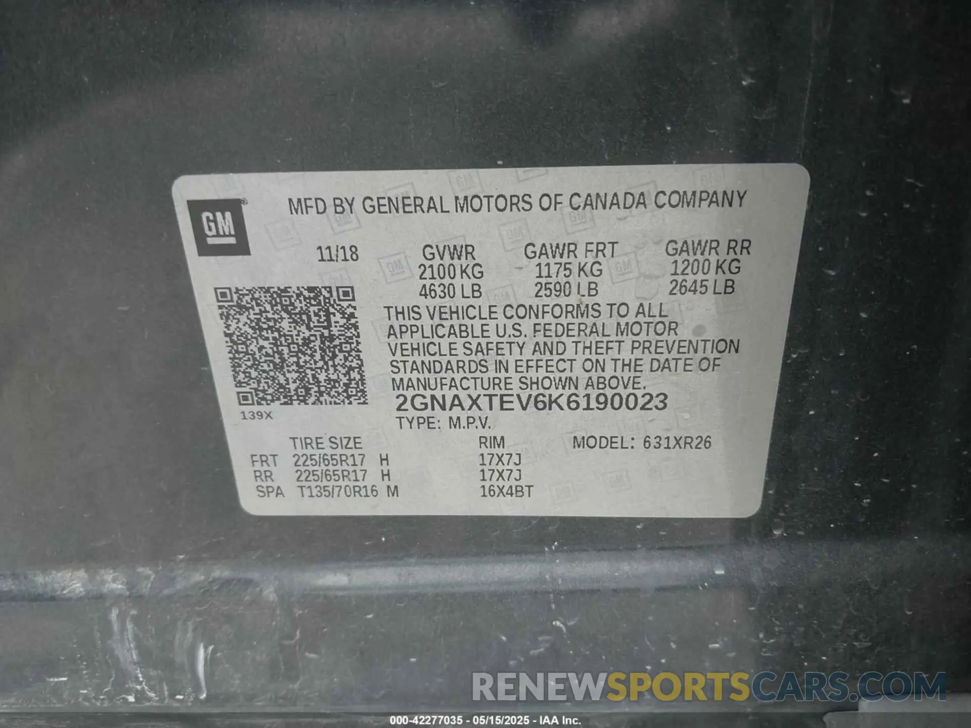 9 fotografías del automóvil dañado 2GNAXTEV6K6190023 CHEVROLET EQUINOX 2019