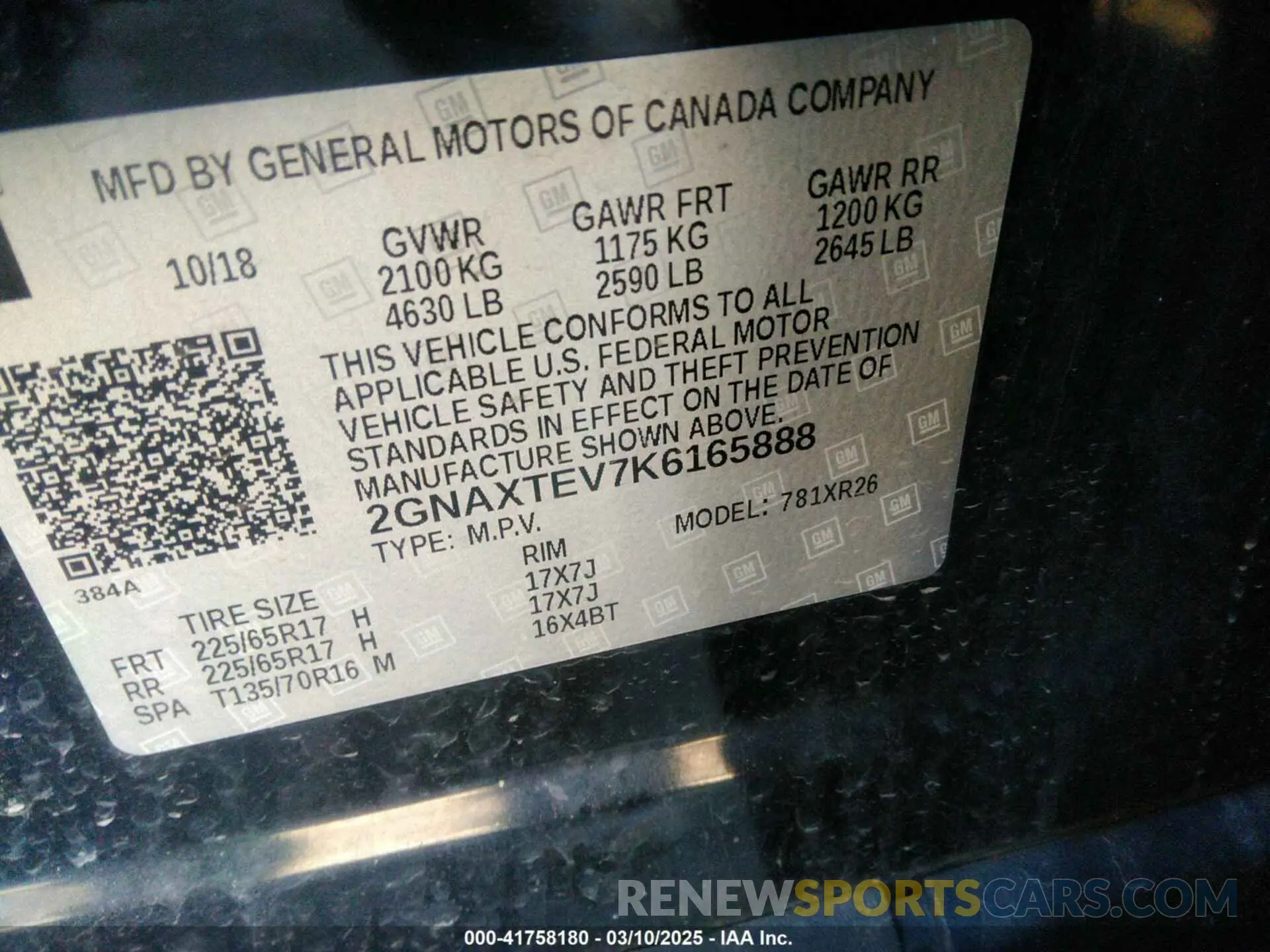 9 fotografías del automóvil dañado 2GNAXTEV7K6165888 CHEVROLET EQUINOX 2019