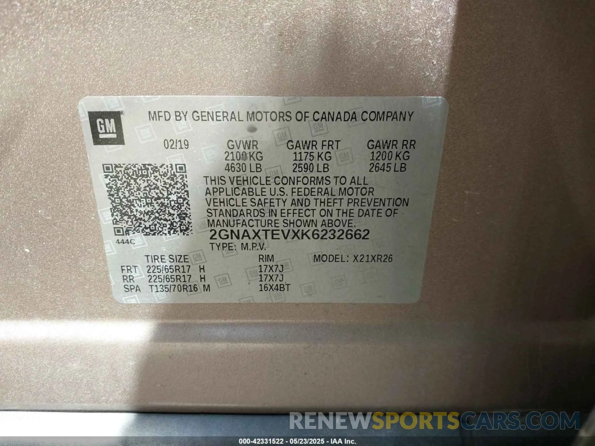 9 fotografías del automóvil dañado 2GNAXTEVXK6232662 CHEVROLET EQUINOX 2019