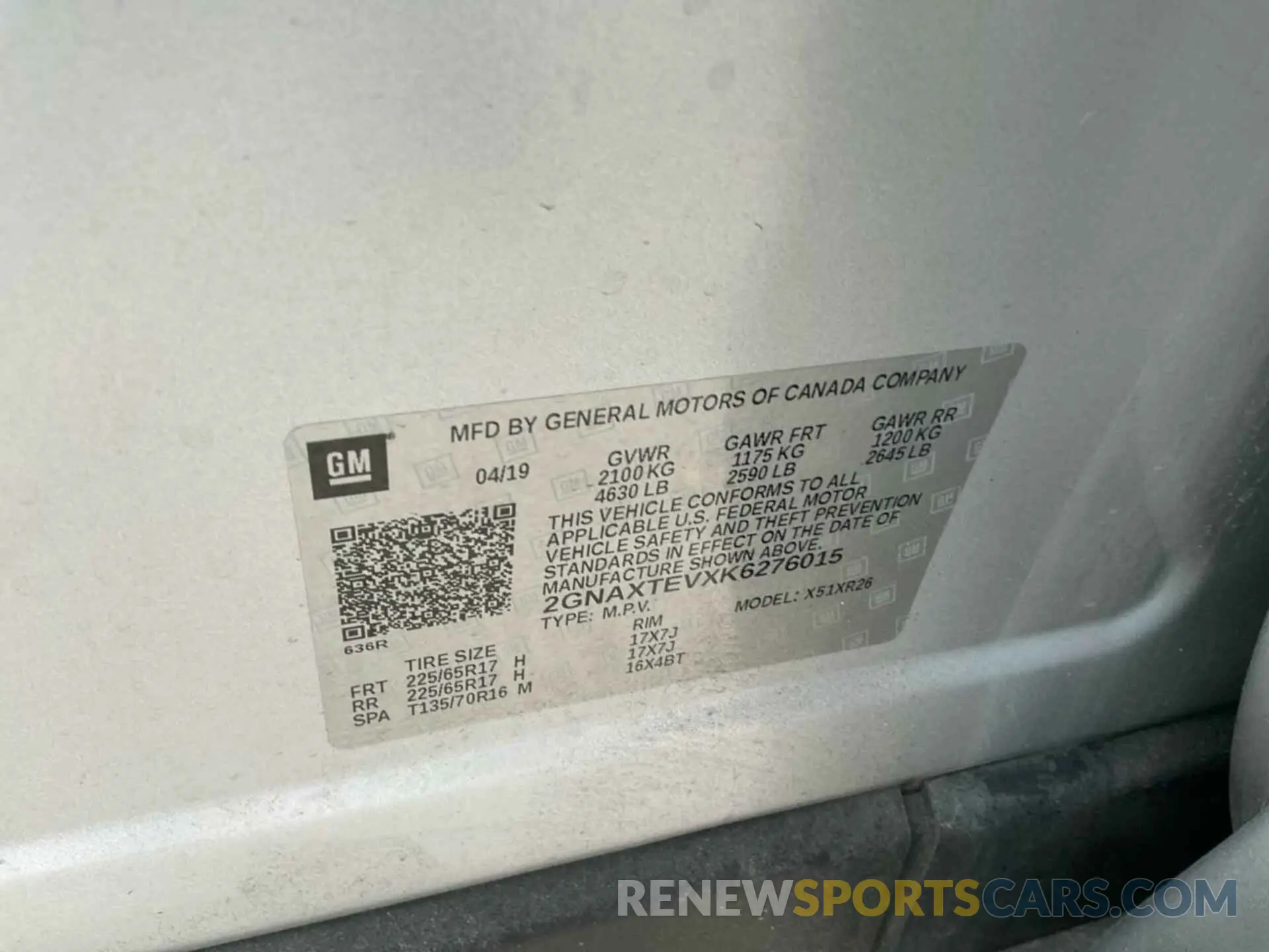 9 fotografías del automóvil dañado 2GNAXTEVXK6276015 CHEVROLET EQUINOX 2019